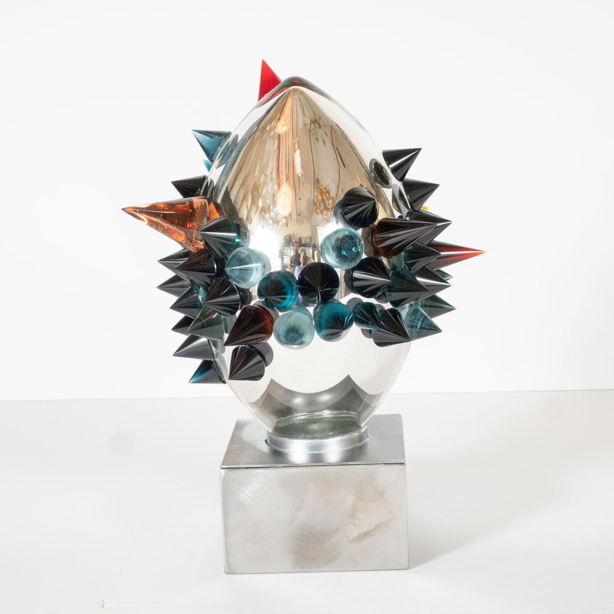 Contemporary Mirrored and Applied Glass Sculpture by Jiri Jelinek For Sale