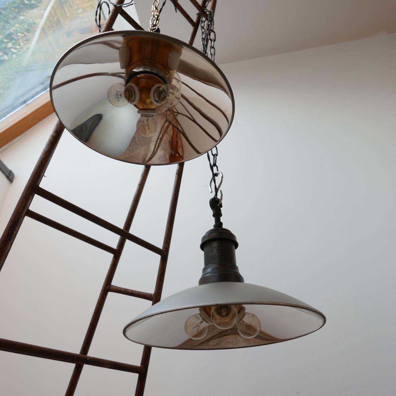 Mirrored Antique German Glass Pendant Lights '2' In Good Condition For Sale In London, GB