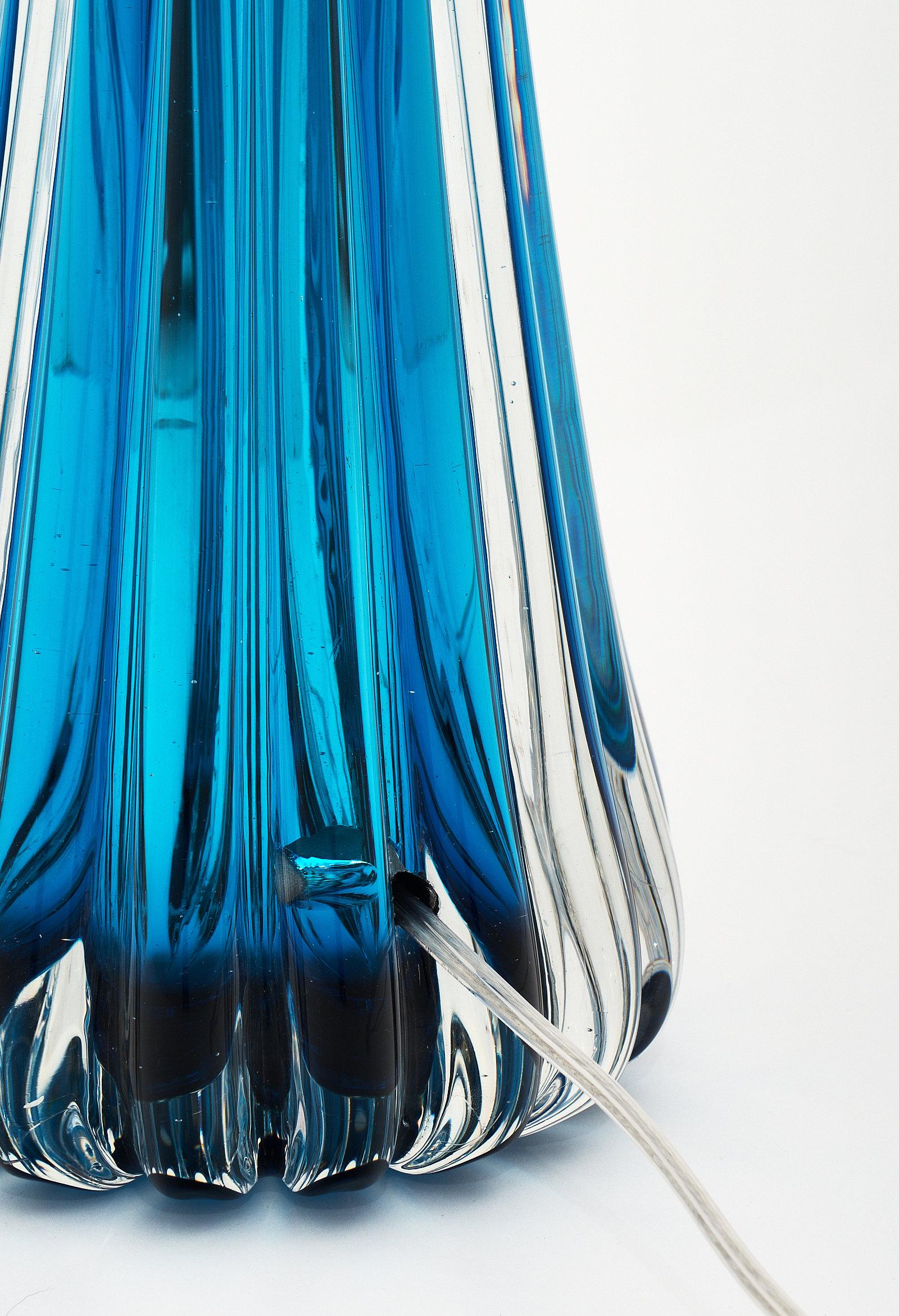 Mirrored Aqua Murano Glass Lamps For Sale 4