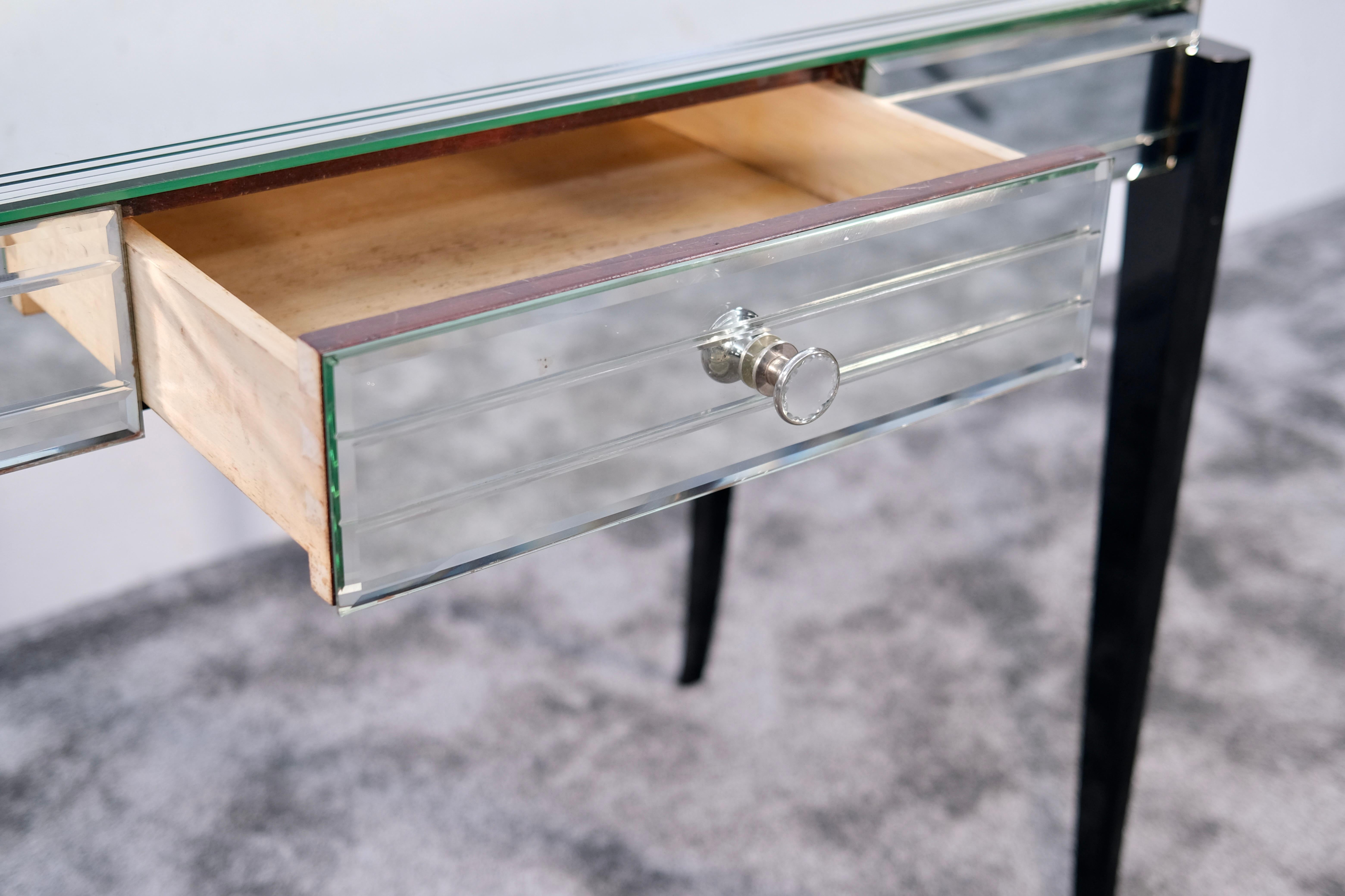 Mid-20th Century Mirrored Art Deco Vanity Desk , France 1940s For Sale