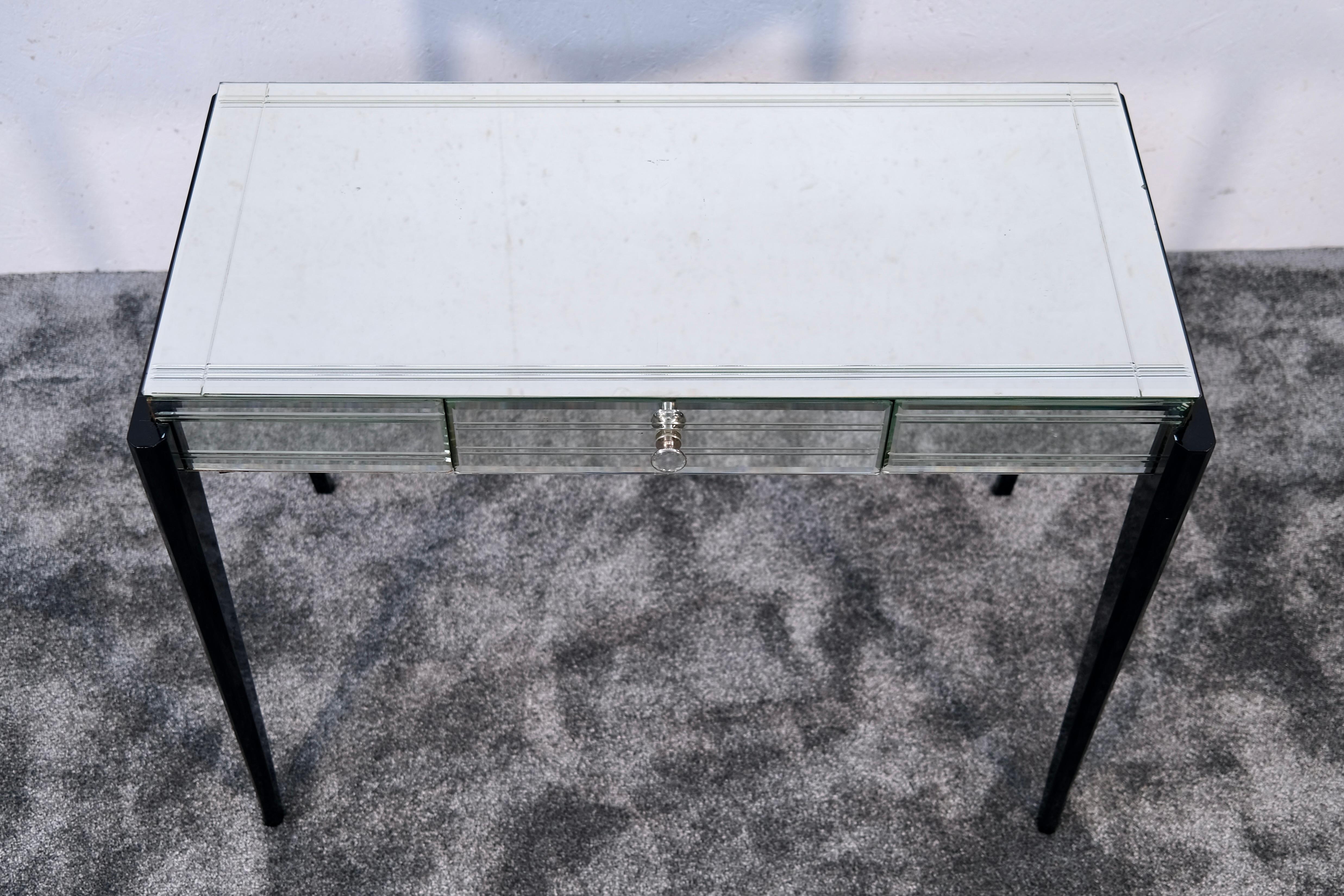 Mirrored Art Deco Vanity Desk , France 1940s For Sale 3
