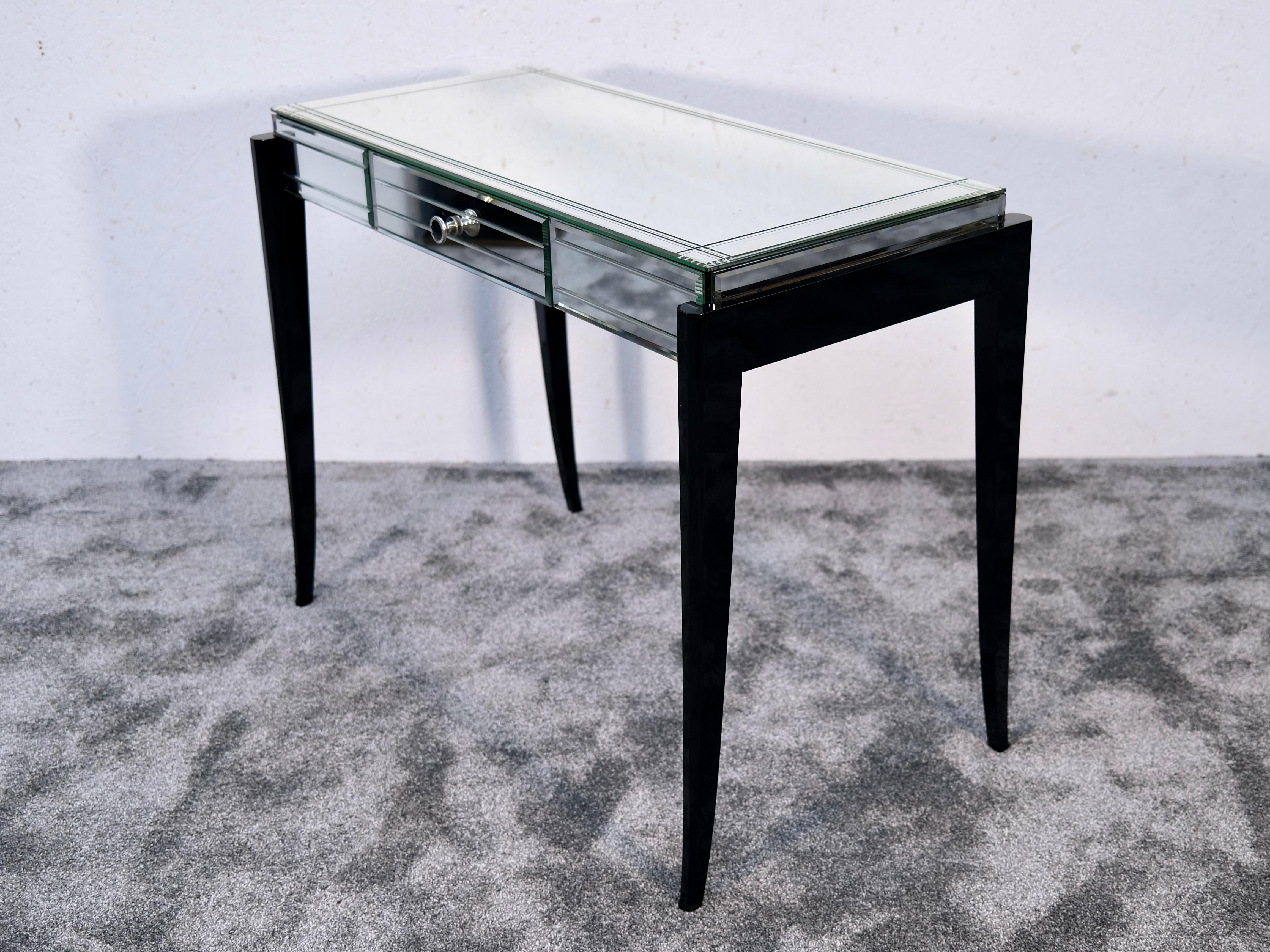 Mirrored Art Deco Vanity Desk , France 1940s For Sale 4