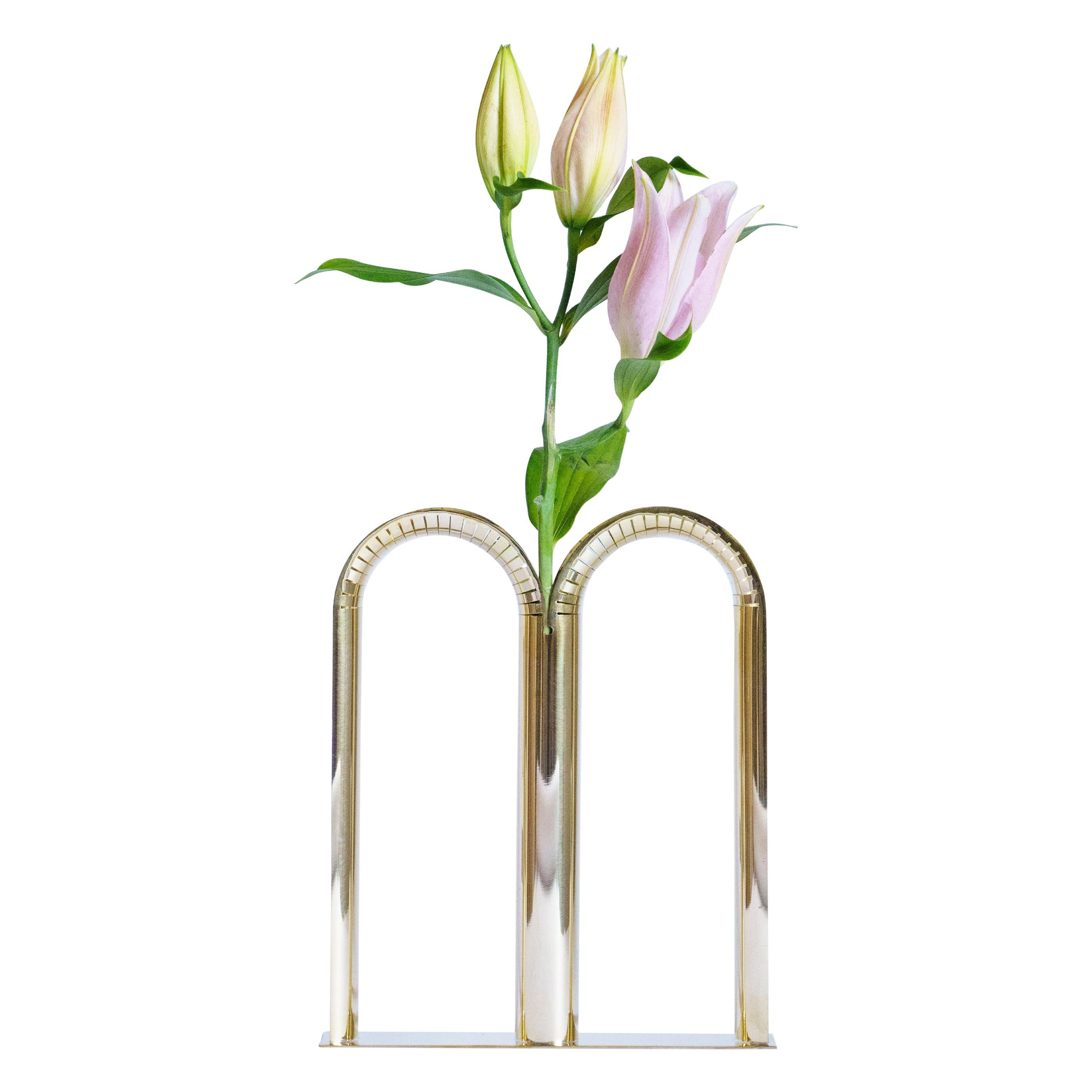 Mirrored Brass "Bicaudata" Vase, Ilaria Bianchi For Sale