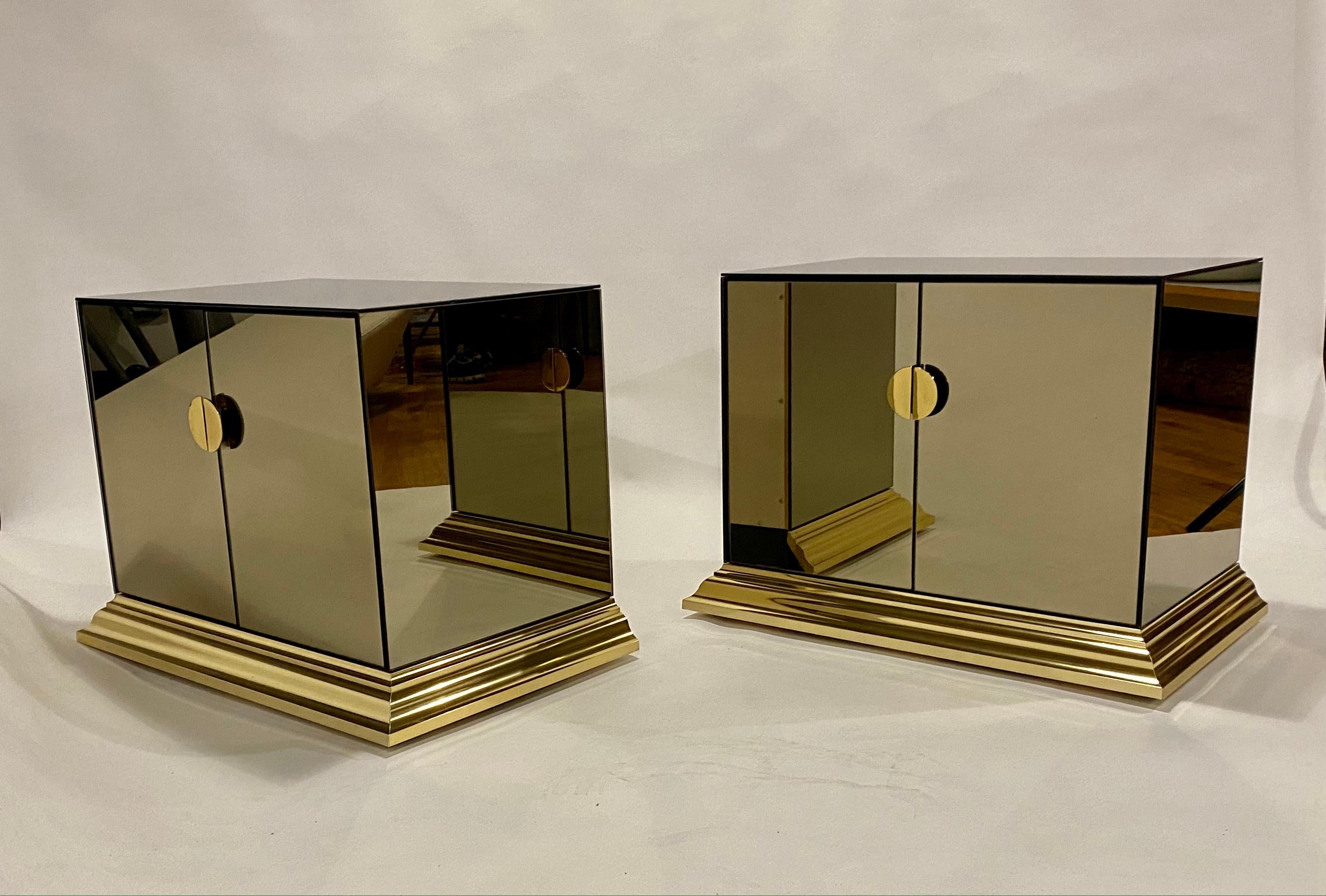 Mirrored Cabinets / Nightstands by O.B Solie for Ello In Good Condition For Sale In Chicago, IL
