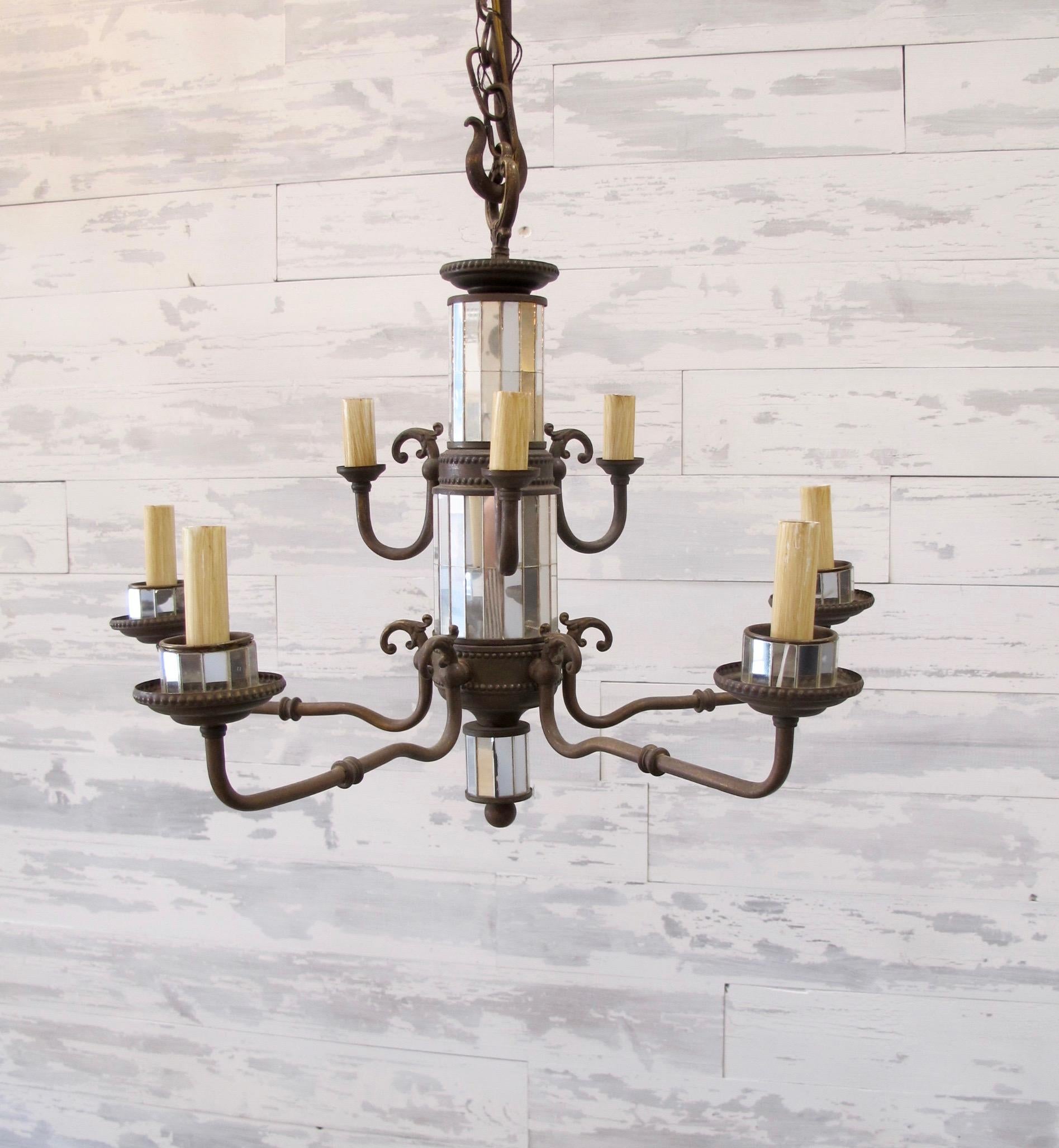 American Mirrored Chandelier For Sale