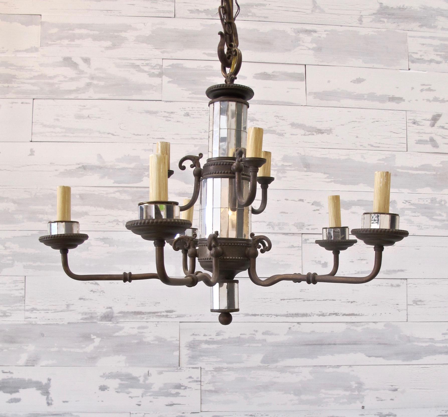 20th Century Mirrored Chandelier For Sale
