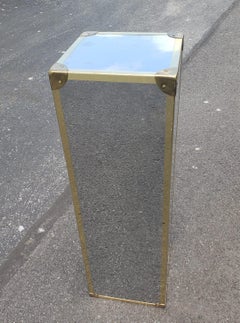 Mirrored Chrome Plated and Brass Mounted Corners Wood Pedestal / Column