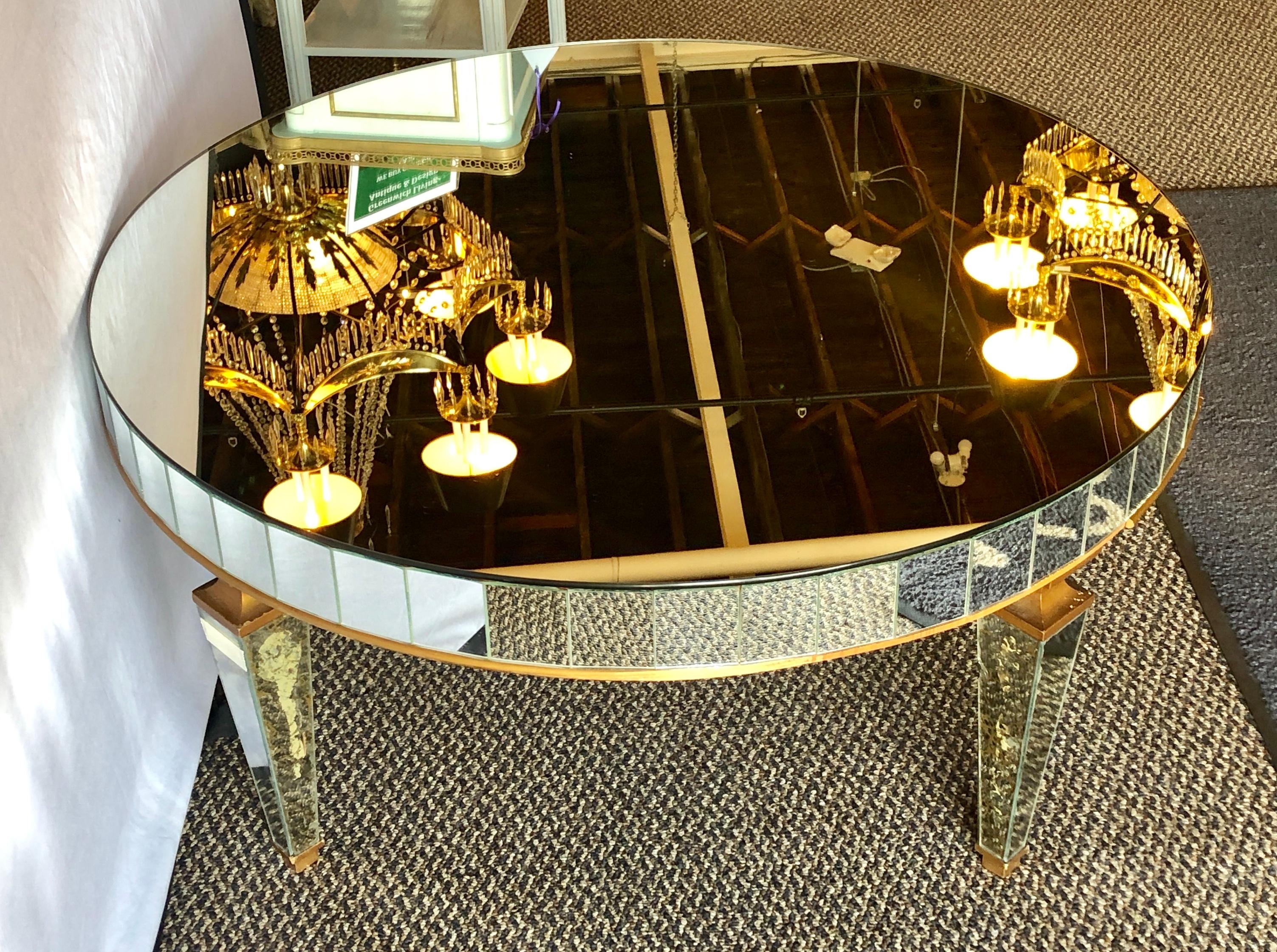 Late 20th Century Mirrored Circular Art Deco Style Coffee or Low Table
