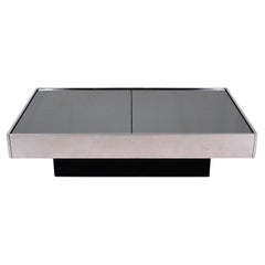 Mirrored coffee table with sliding bar by Willy Rizzo for Cidue, Italy, 1970s