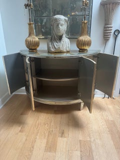 « Console demi-lune neuve, avec miroir et motif en étoile doré, vers les années 2000 »