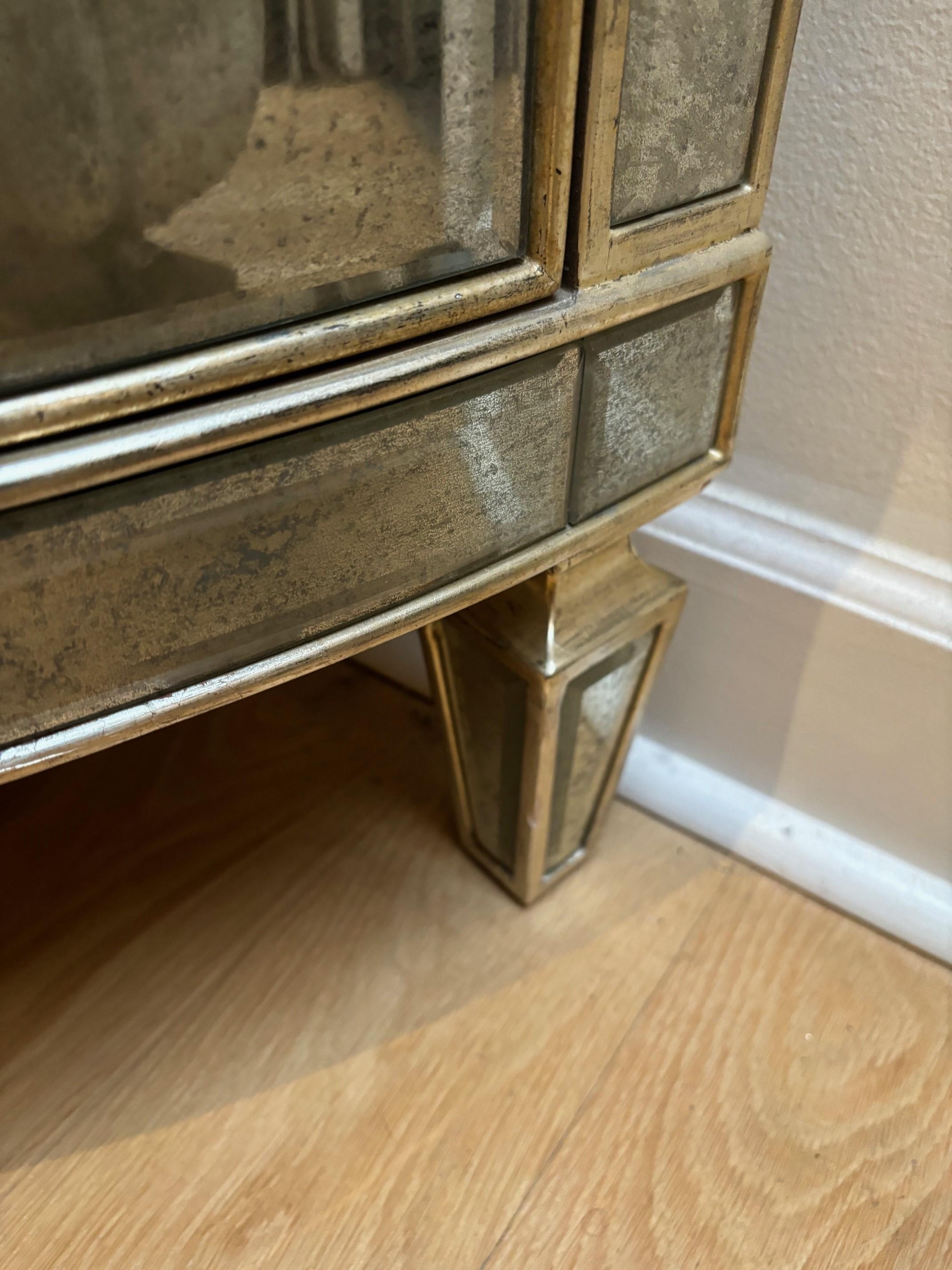 Contemporary Mirrored Demi Lune Console with Starburst Gilded and Etched Element For Sale