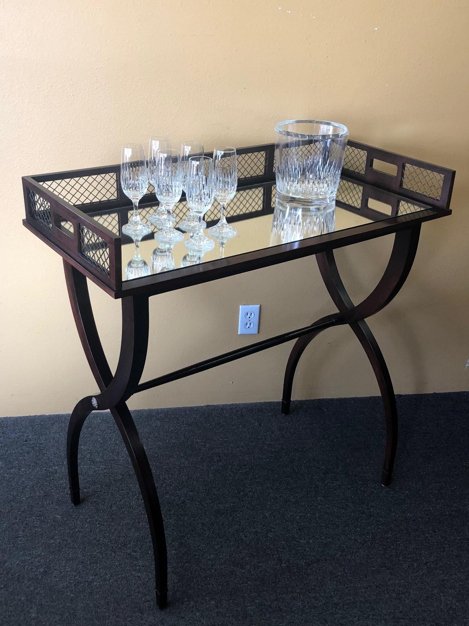 Hollywood Regency Mirrored Drinks / Cocktail Tray Table by Barbara Barry for Baker