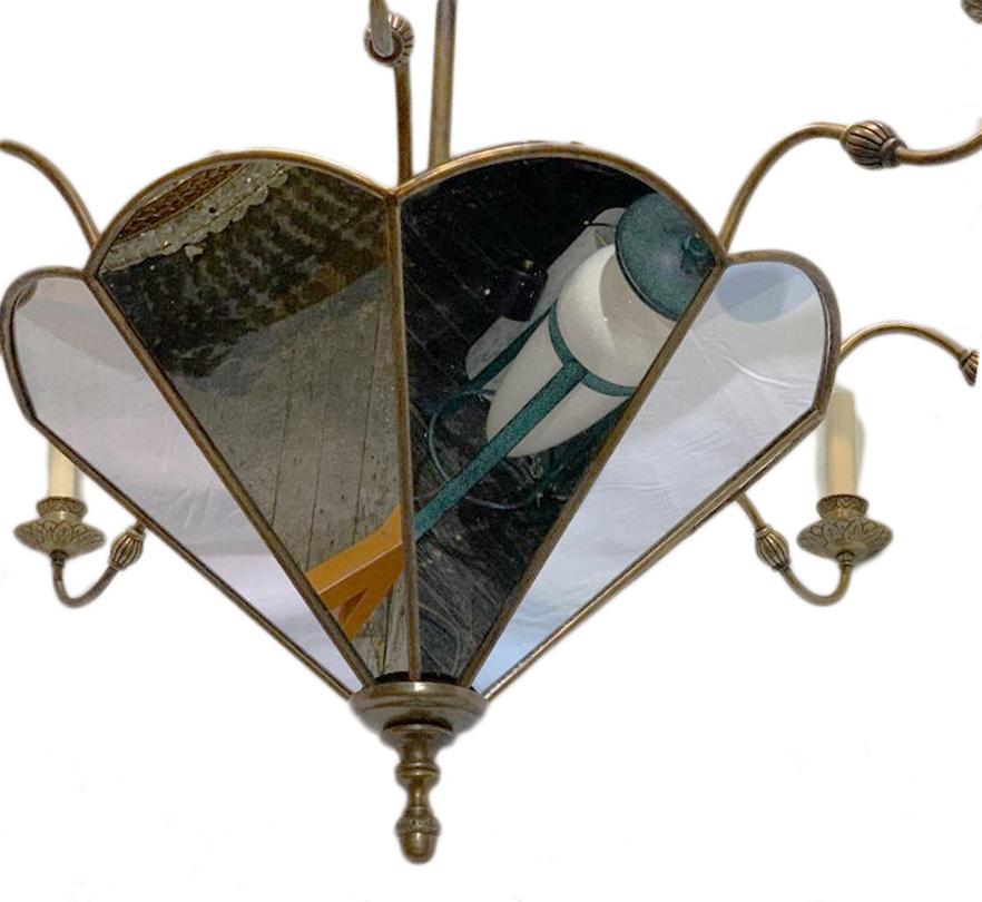 French Mirrored Eight-Arm Chandelier For Sale
