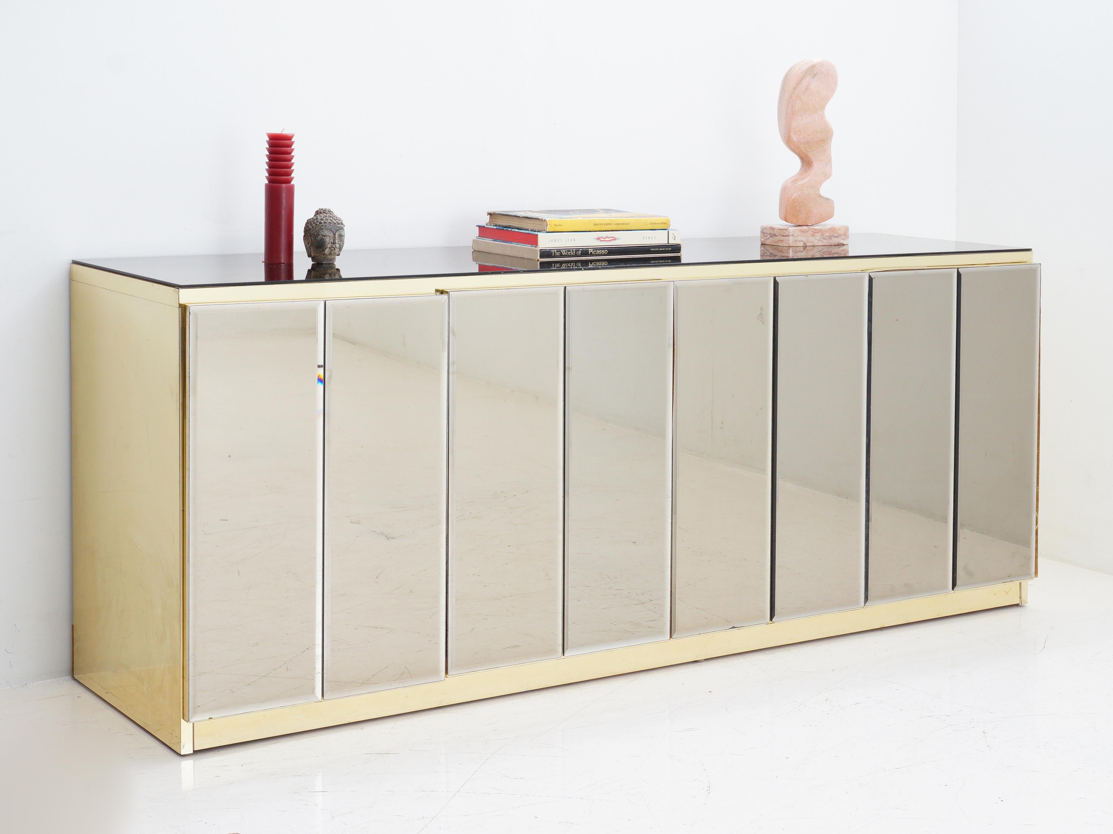 Mid-Century Modern Mirrored Ello Cabinet, 1970s