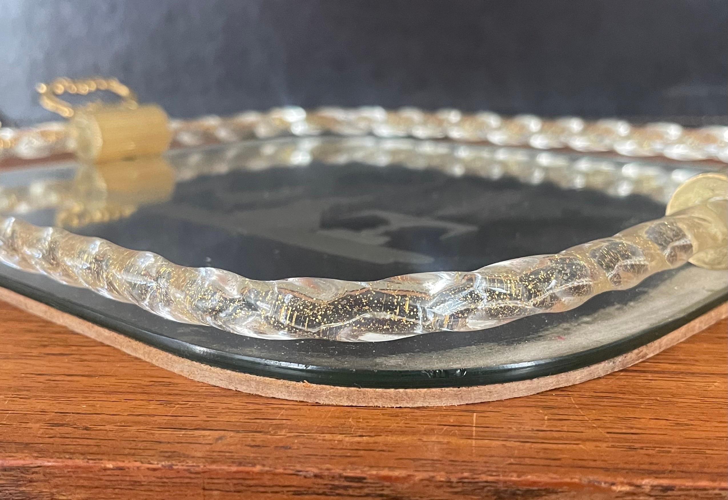 Mirrored Engraved Glass Serving Tray by Ercole Barovier for Murano Glass For Sale 8