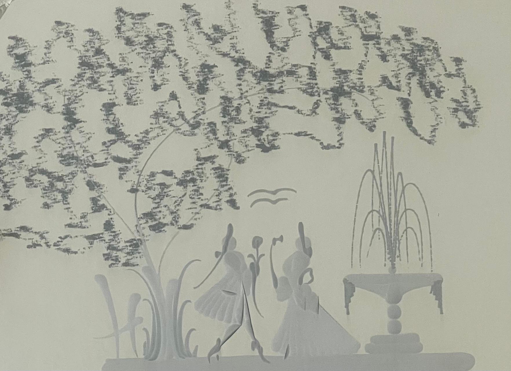 Bandeja para servir de cristal grabado espejado de Ercole Barovier para Murano Glass en venta 2