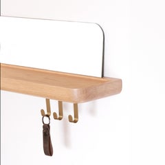 Mirrored Flying Oak Shelf with Hangers without Glue