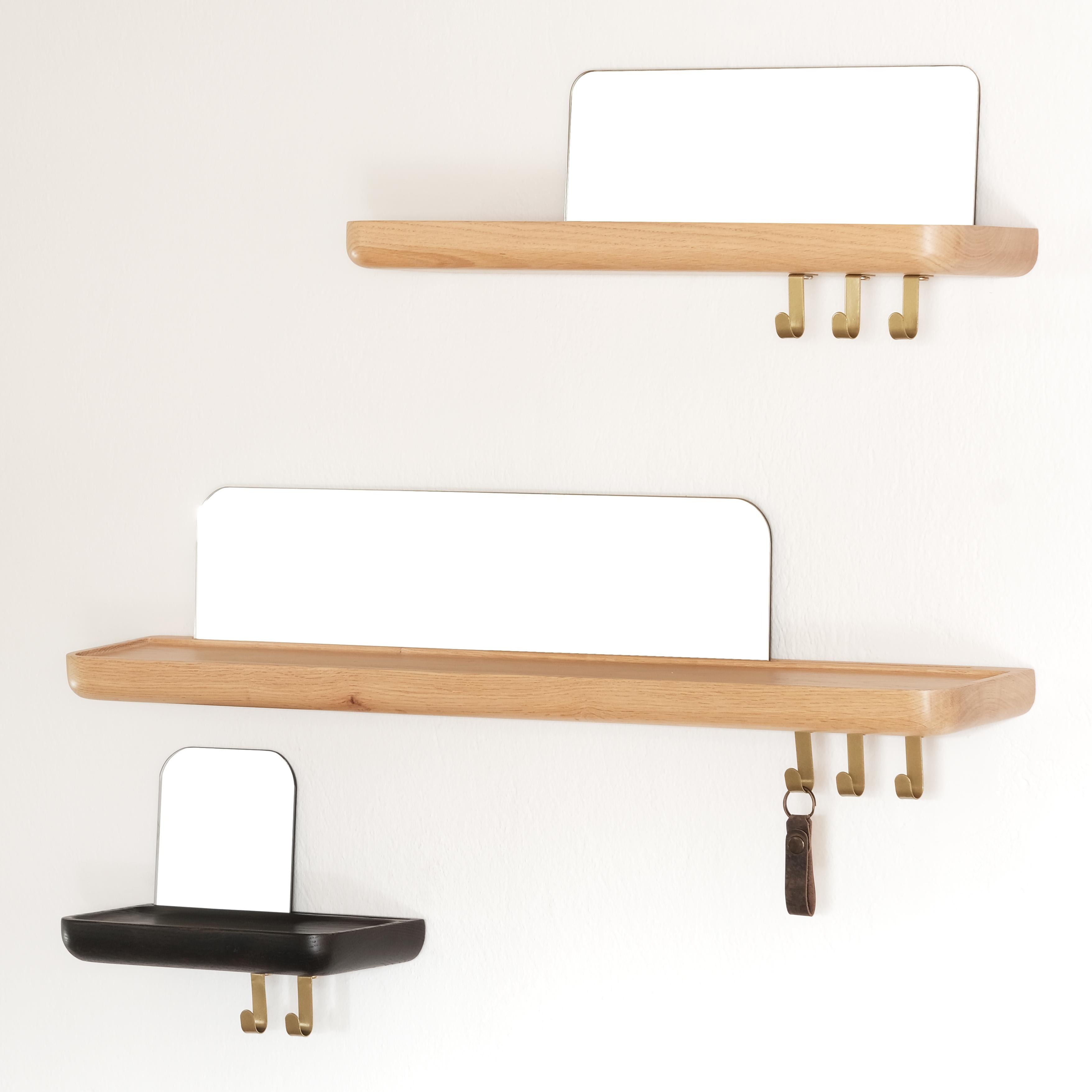Verspiegeltes Regal aus fliegender Eiche mit Hängelampen ohne Klebeband (Arts and Crafts) im Angebot