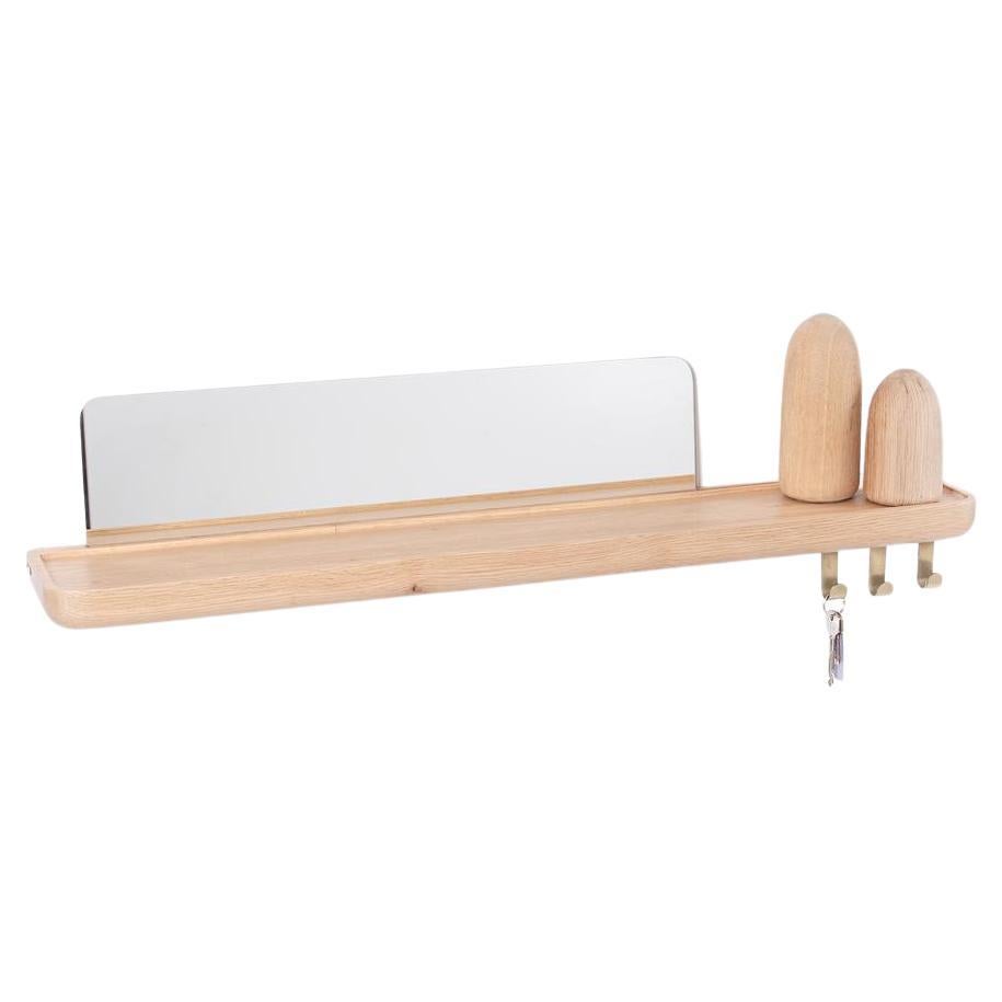  Mirrored Flying Oak Shelf with Hangers without Glue   For Sale