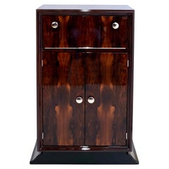 Mirrored French Art Deco Bar Furniture in Wood Veneer and High Gloss Lacquer