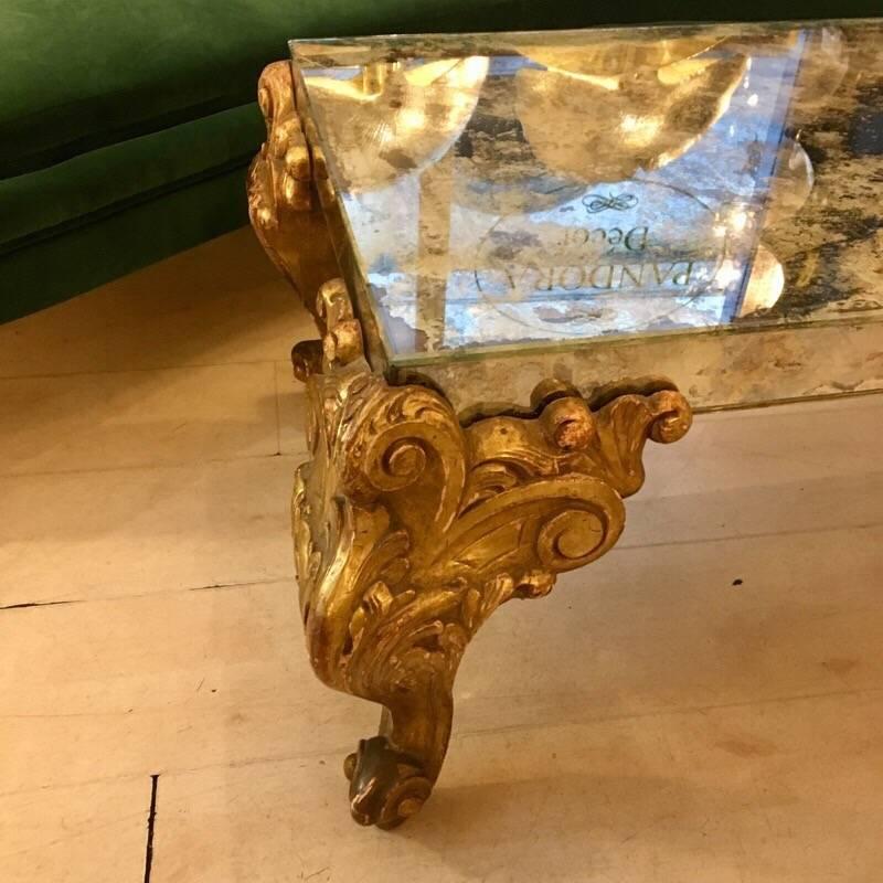 glass coffee table with gold legs