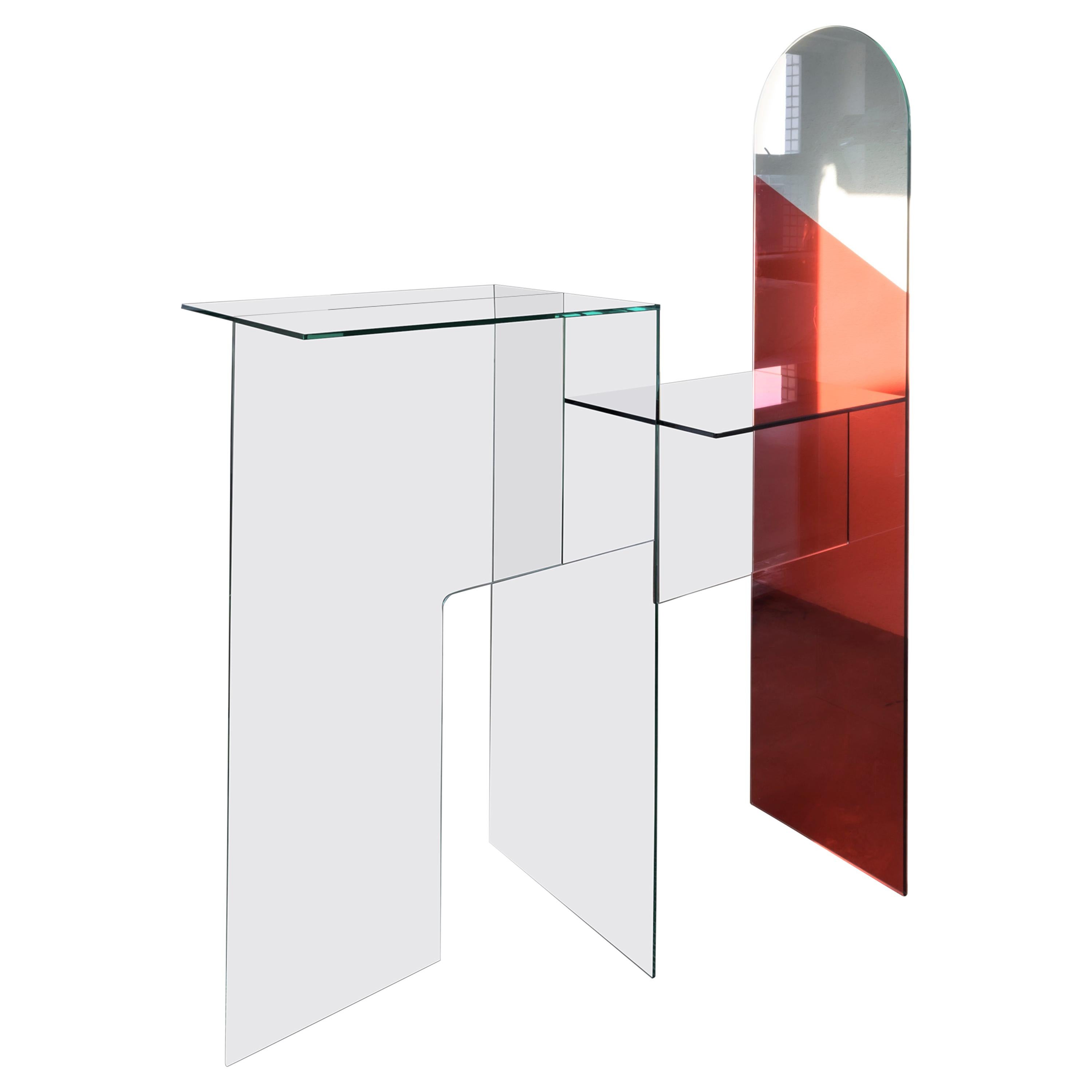 Table à fermoirs contemporaine en verre miroir de Jan Farn Chi en vente