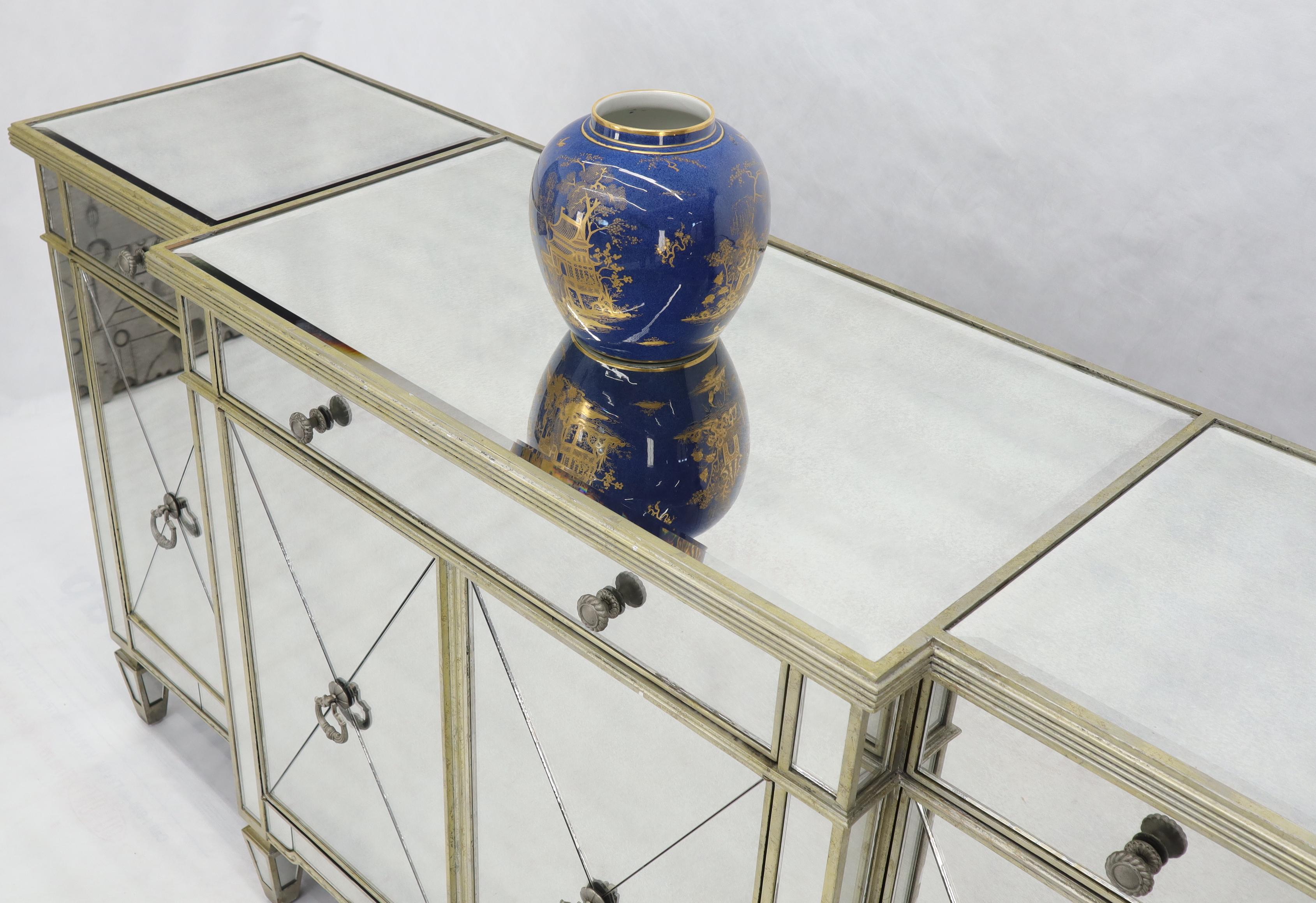 Mid-Century Modern Mirrored Glass Sideboard Cabinet Credenza Console For Sale