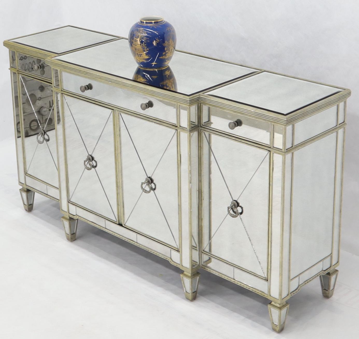 Unknown Mirrored Glass Sideboard Cabinet Credenza Console For Sale