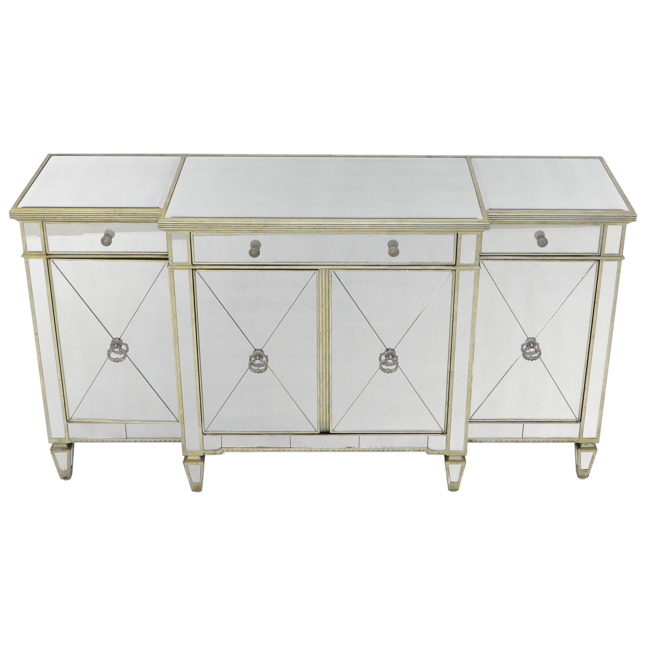 Mirrored Glass Sideboard Cabinet Credenza Console For Sale