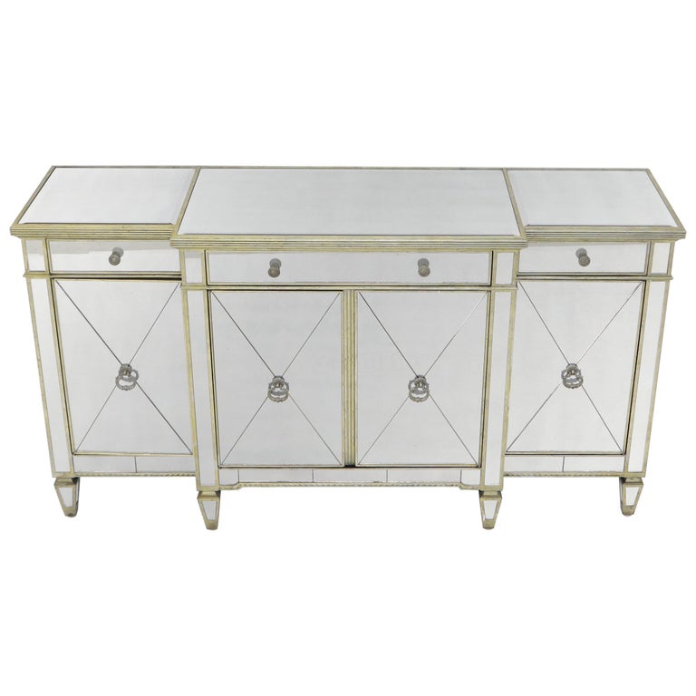 Mirrored Glass Sideboard Credenza Console For Sale at 1stDibs
