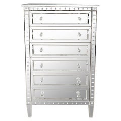 Mirrored Highboy Chest of Six Drawers