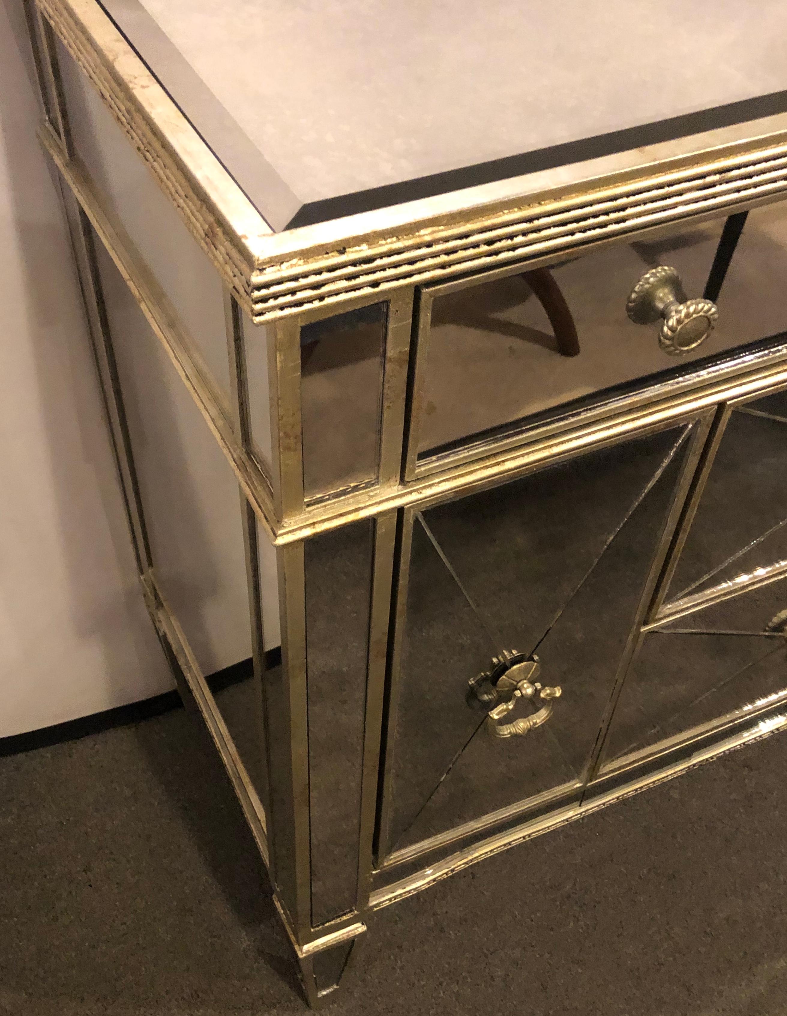 Mirrored Hollywood Regency Style Large Nightstand or Commode 2