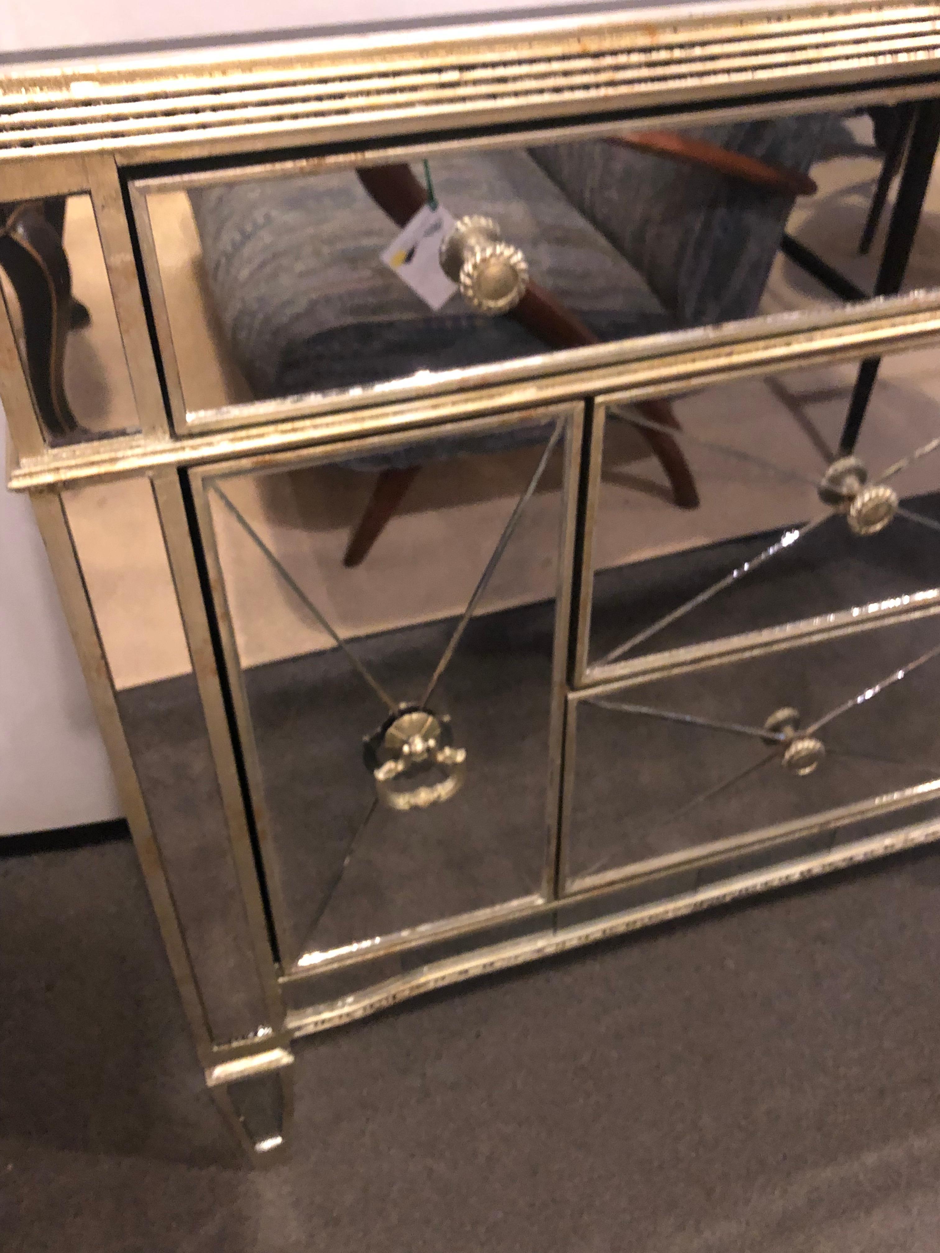 Mirrored Hollywood Regency Style Large Nightstand or Commode 3