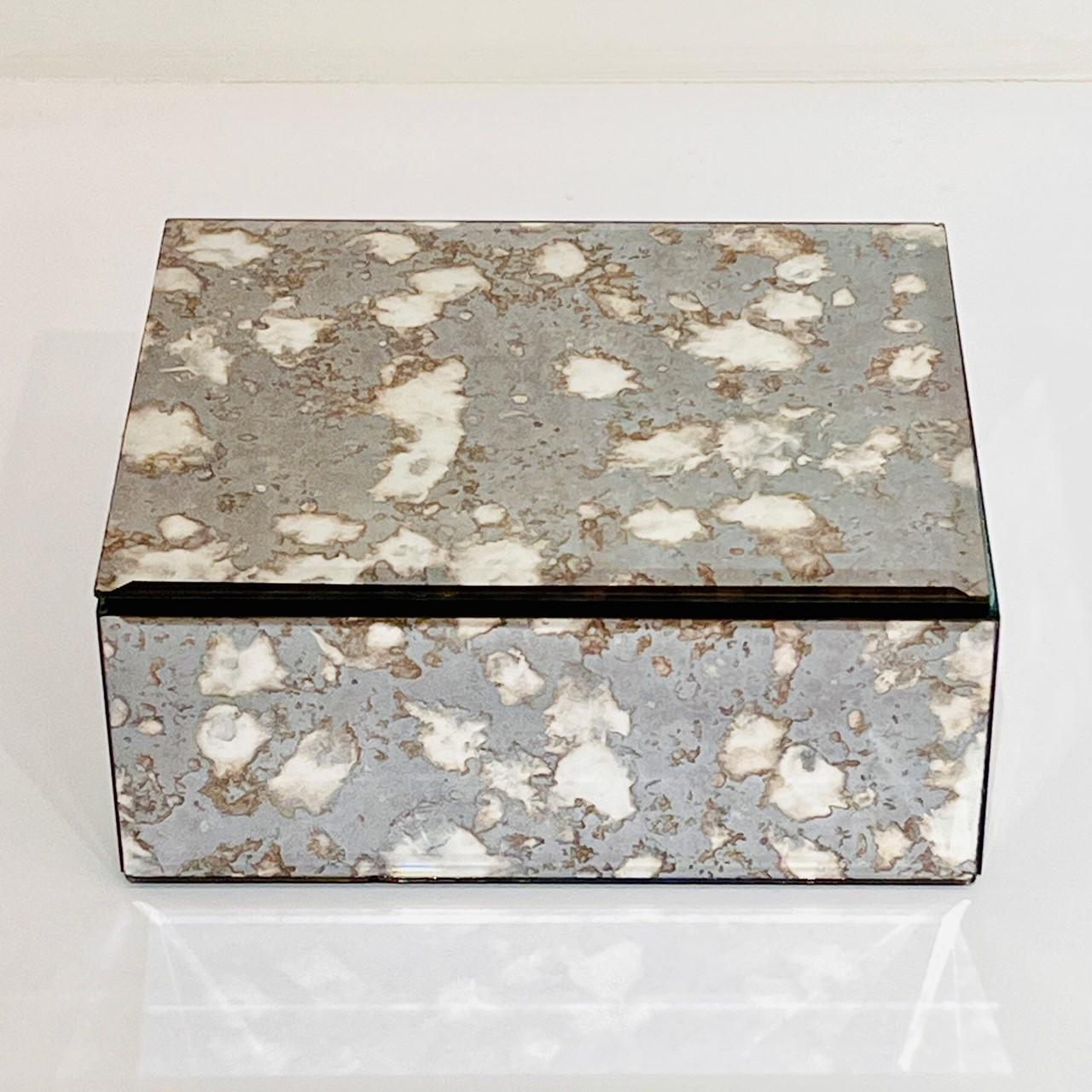 Late 20th Century Mirrored Jewelry Box in Antique Grey and Bronze Glass, c. 1980's For Sale