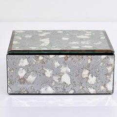 Mirrored Jewelry Box in Antique Grey and Bronze Glass, c. 1980's