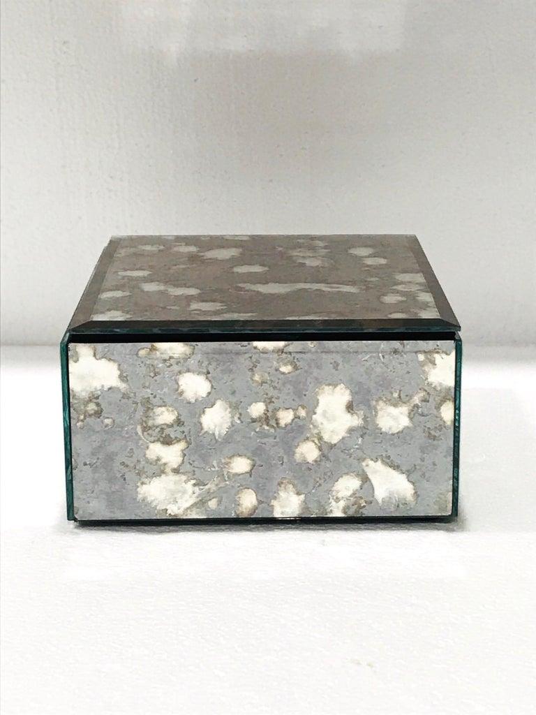 Mirrored Jewelry Box in Antique Grey and Bronze Glass, circa 1990 For