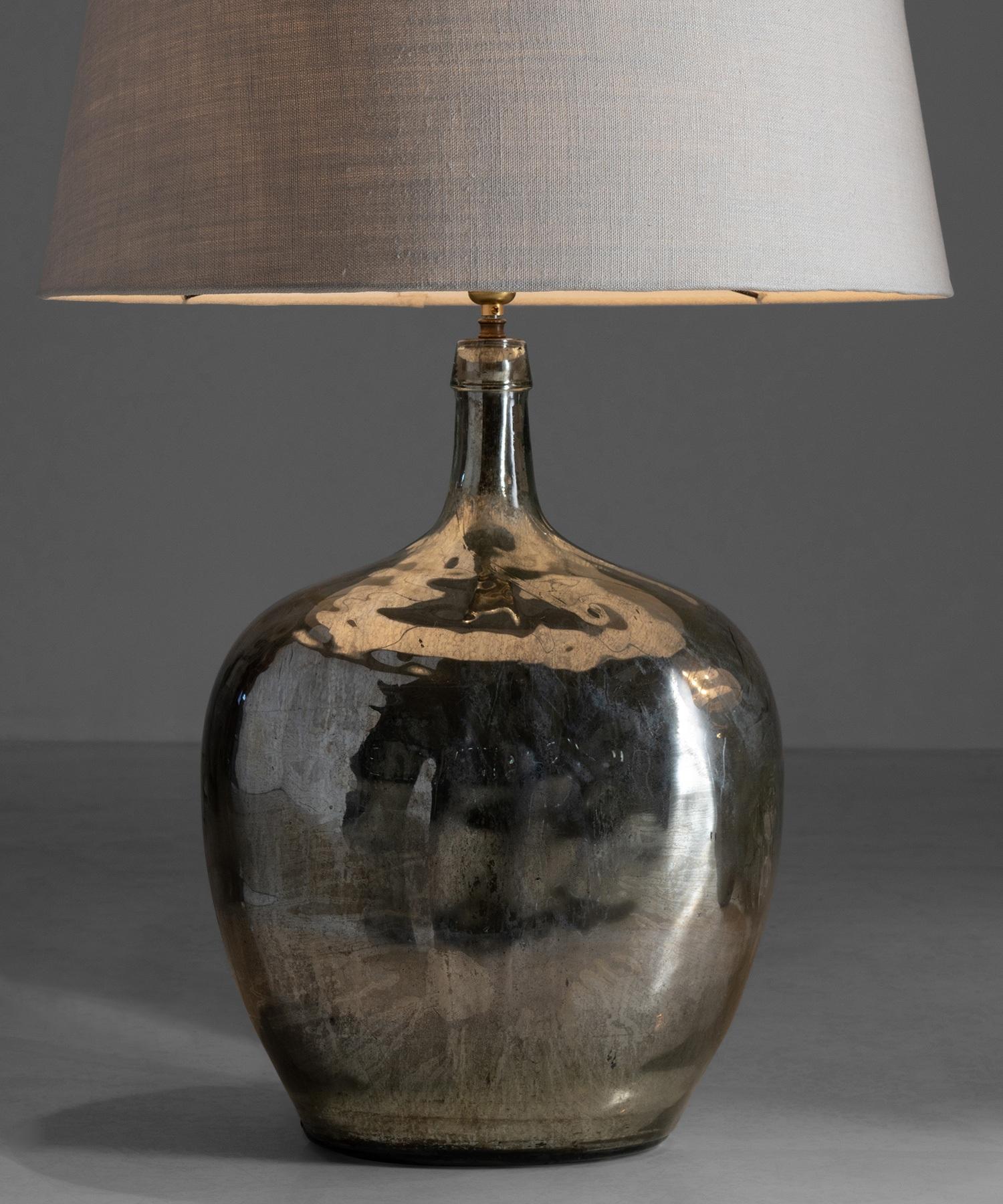 Mirrored Mercury Glass Table Lamps, England Circa 1900 In Good Condition In Culver City, CA