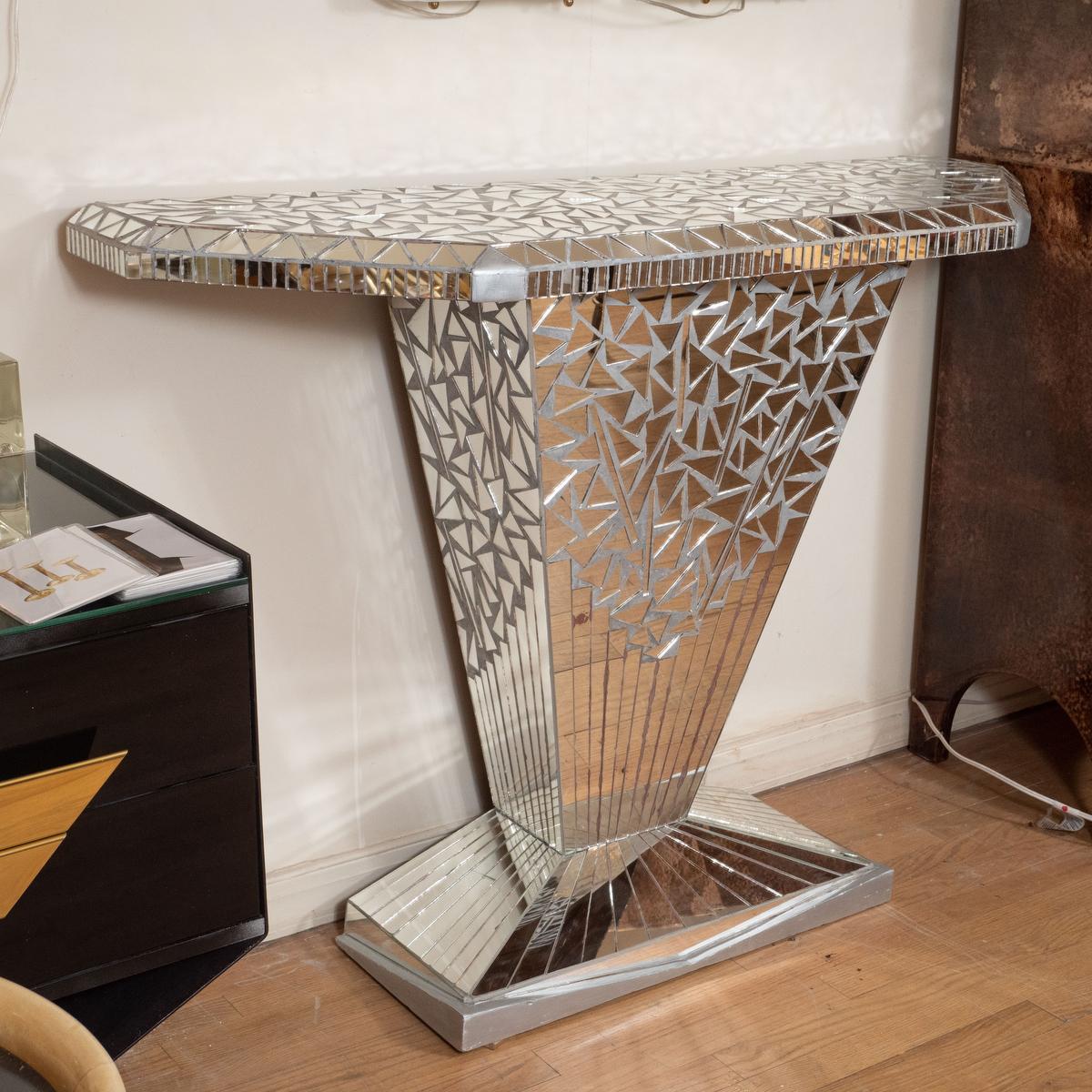 Mid-Century Modern Mirrored mosaic console For Sale