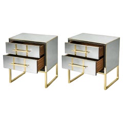 Mirrored Nightstands with Solid Brass Sled Base, Pair, 2026
