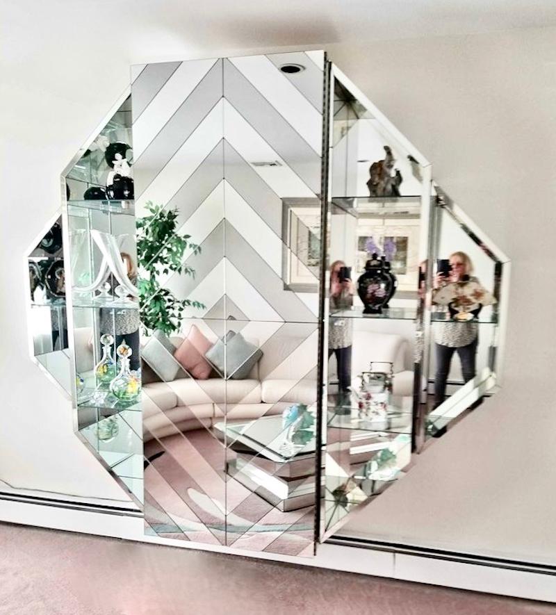 Mirrored Octagonal Wall-Mounted Bar Cabinet 2