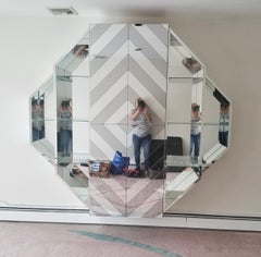 Mirrored Octagonal Wall-Mounted Bar Cabinet