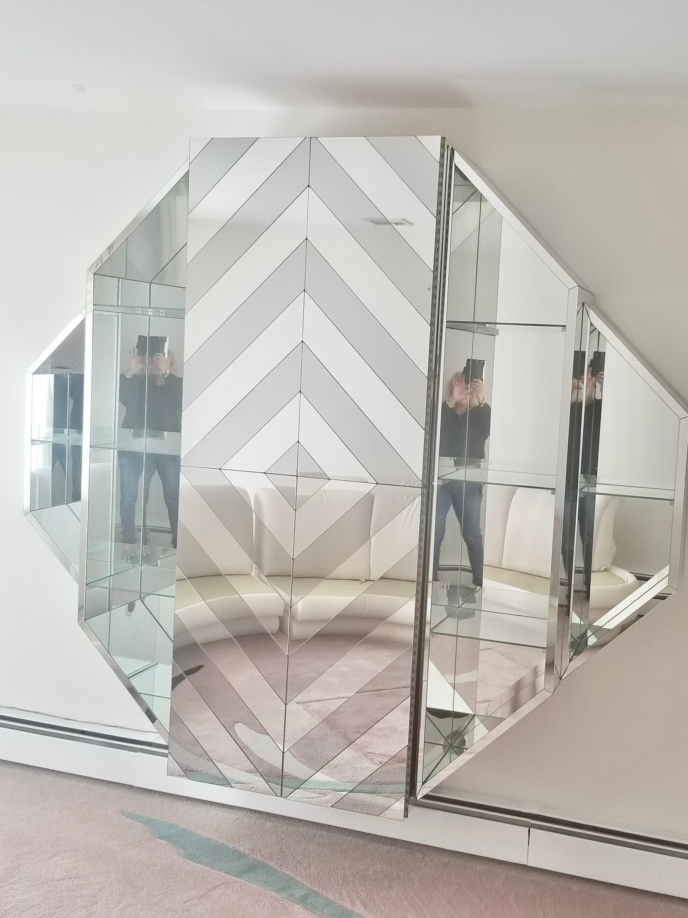 bar cabinet with mirrored wall