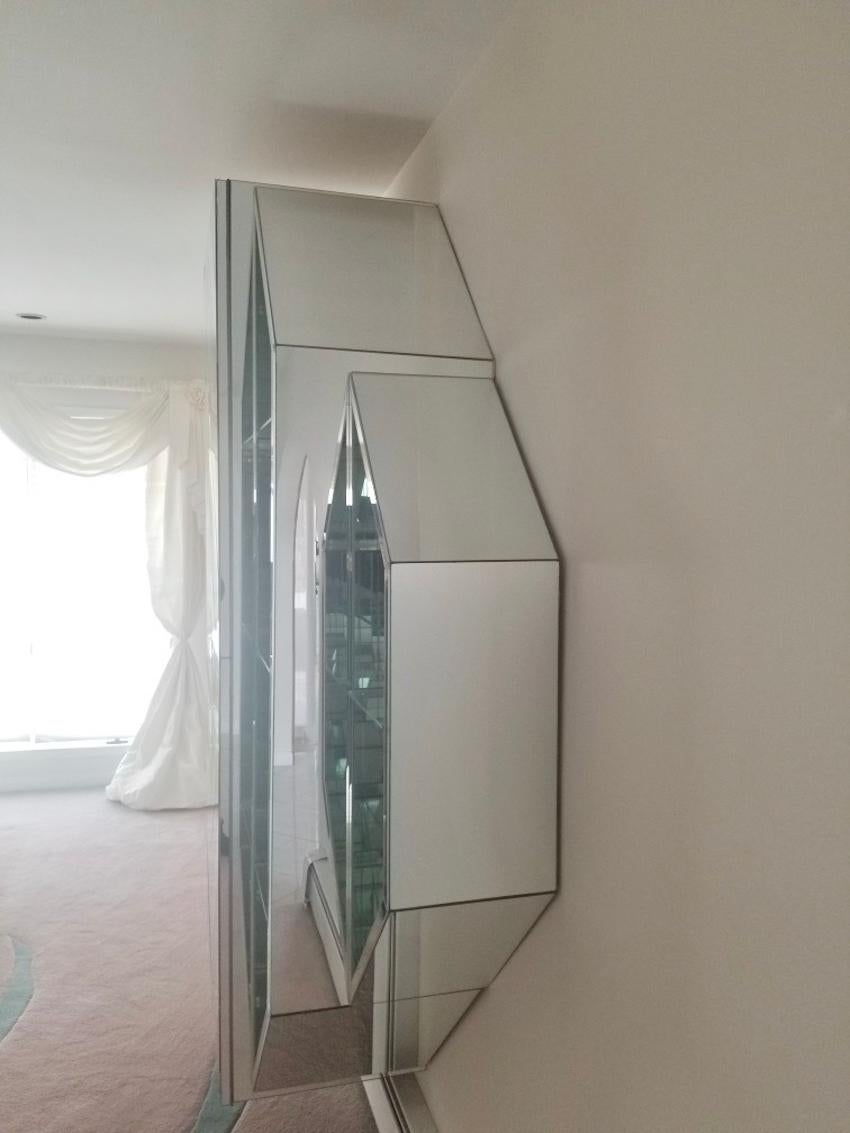 American Mirrored Octagonal Wall-Mounted Bar Cabinet