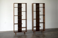 Mirrored Pair Contemporary Shelving "Paso" in Walnut by Casey Lurie