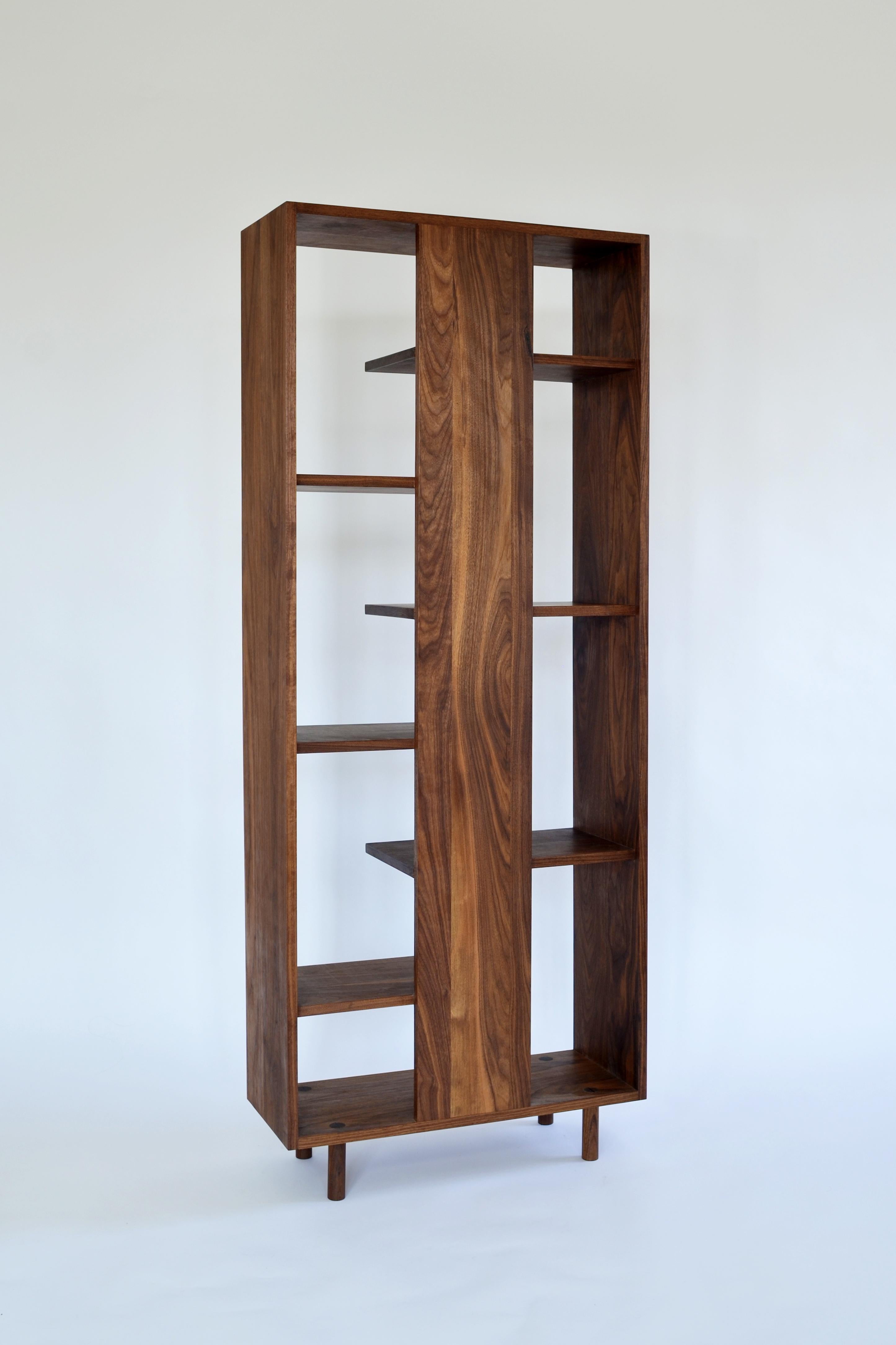 Wood Mirrored Pair Contemporary Shelving 