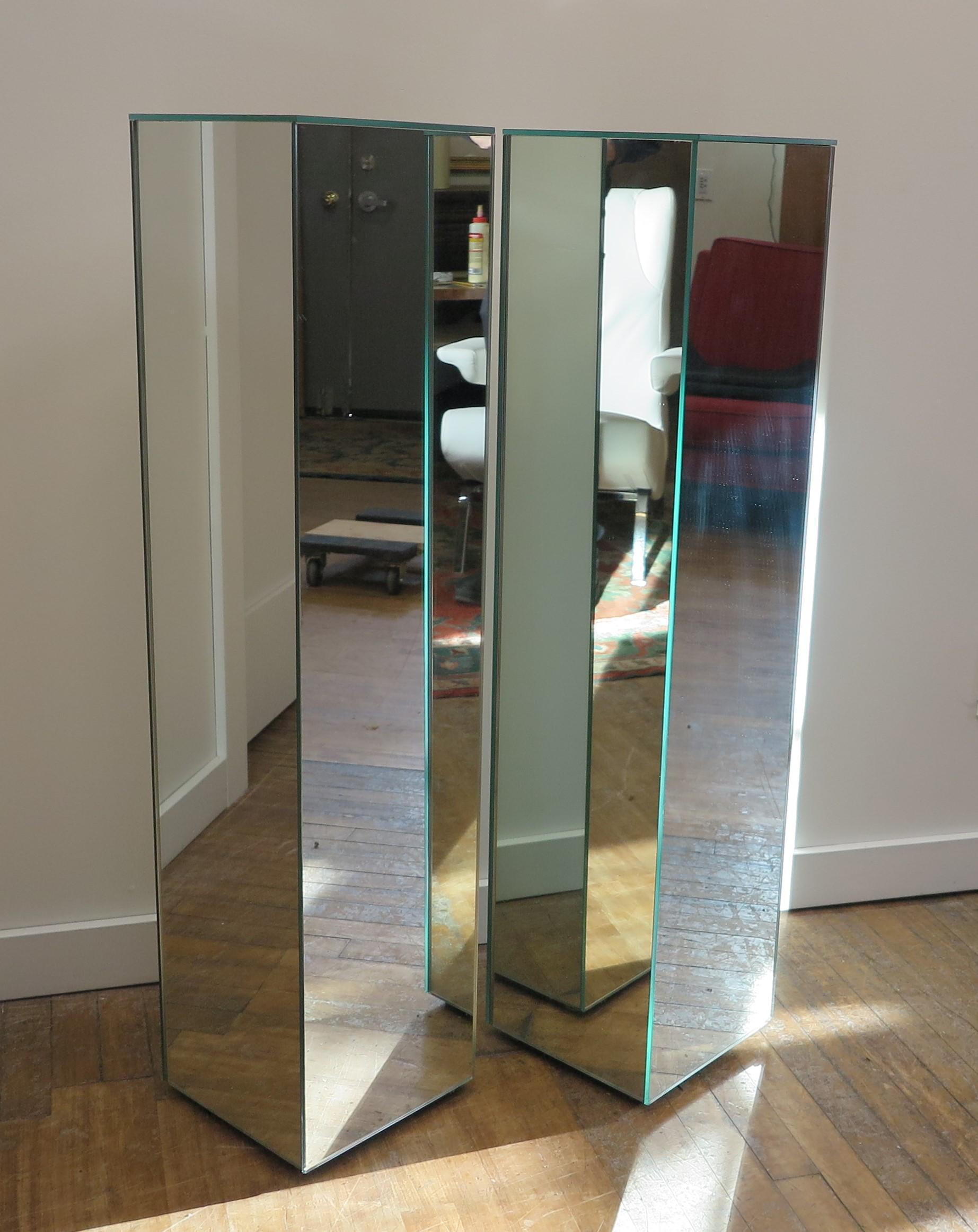 American Mirrored Pedestal Stands Pair