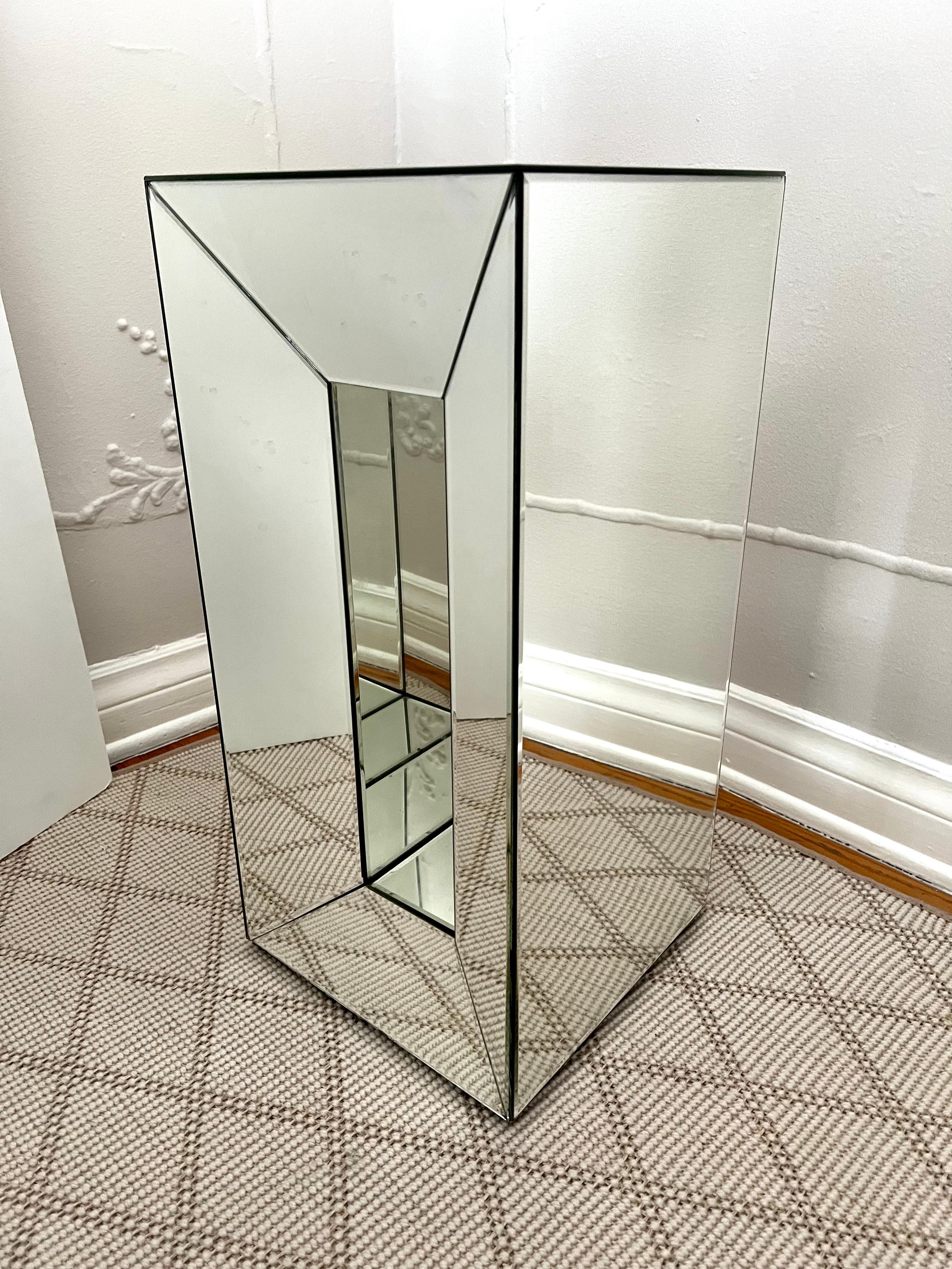 20th Century Mirrored Pedestal with Cut Out For Sale