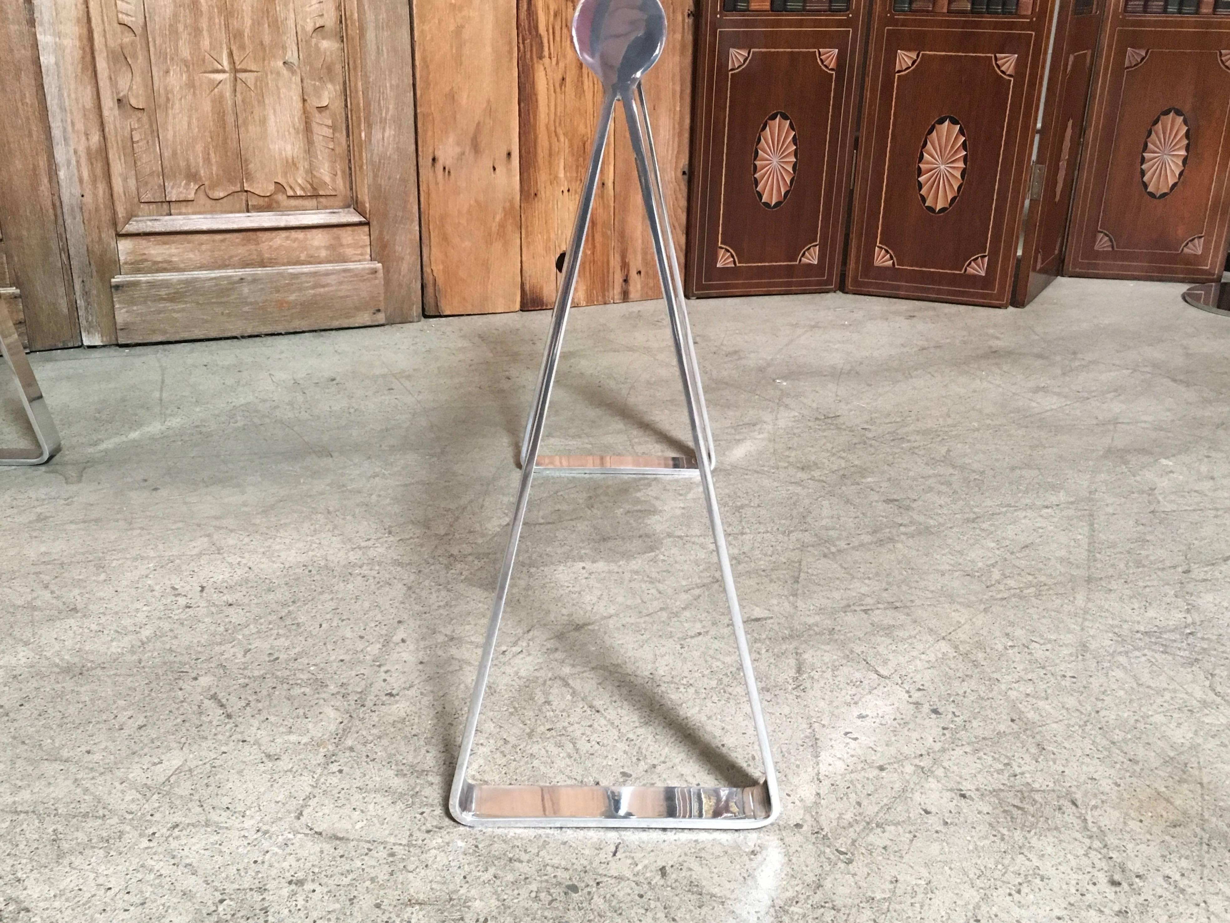 Mirrored Polished Aluminum Sawhorse Table Desk In Good Condition In Denton, TX