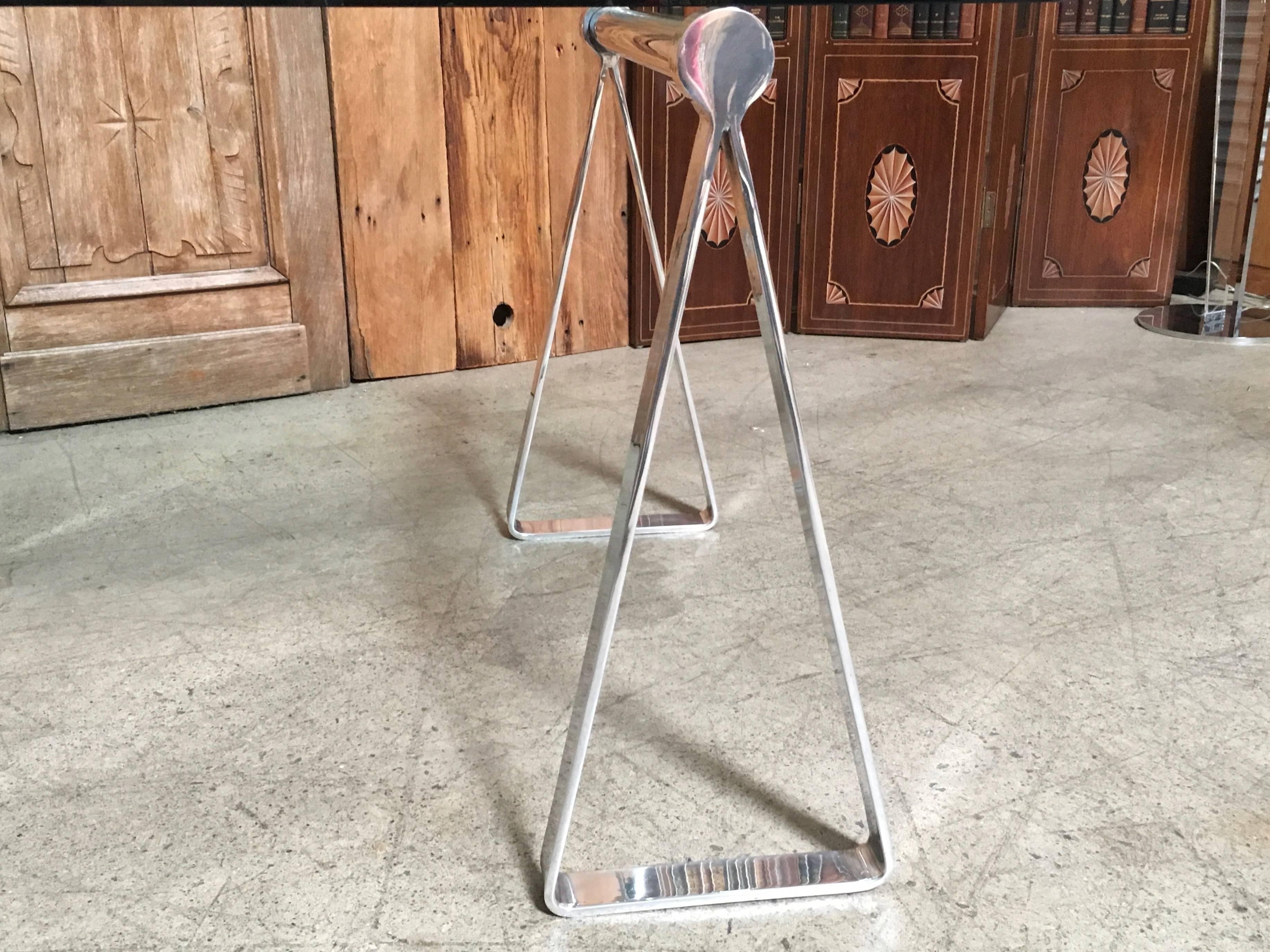 Mirrored Polished Aluminum Sawhorse Table Desk 1