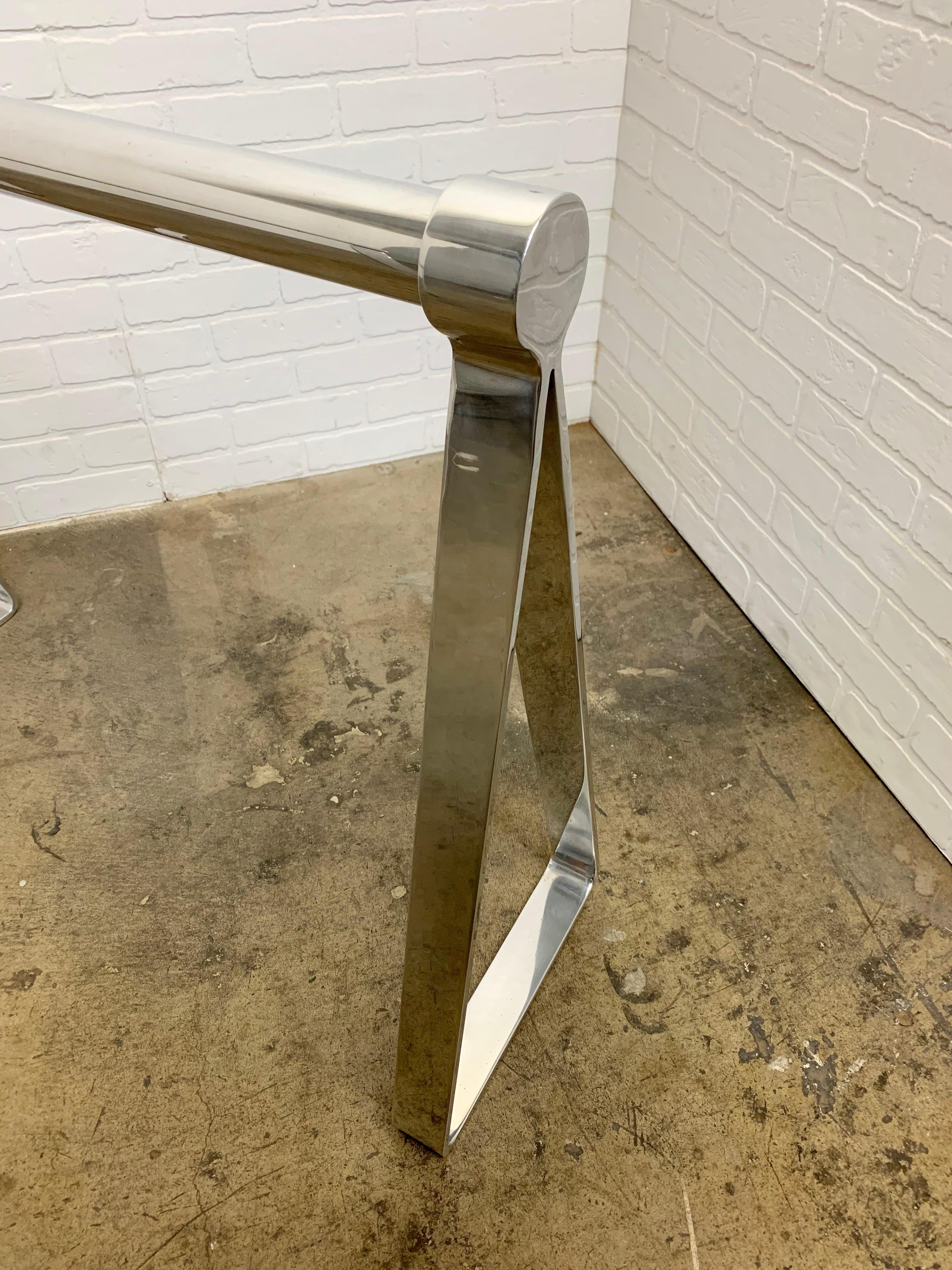 Mirrored Polished Aluminum Sawhorses 4